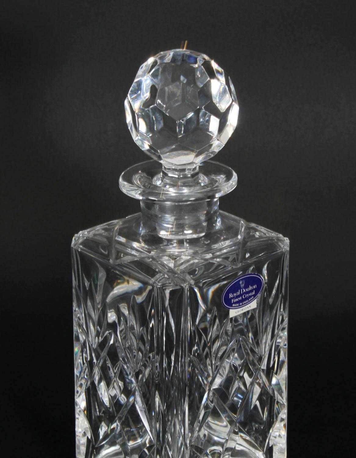Antico decanter a fiamma intarsiata in mogano con tre cristalli Tantalus XIX secolo in vendita 9