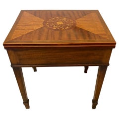 Antique Inlaid Folding Game/Lamp Table “The Royal and Pleasant Game of Goose"