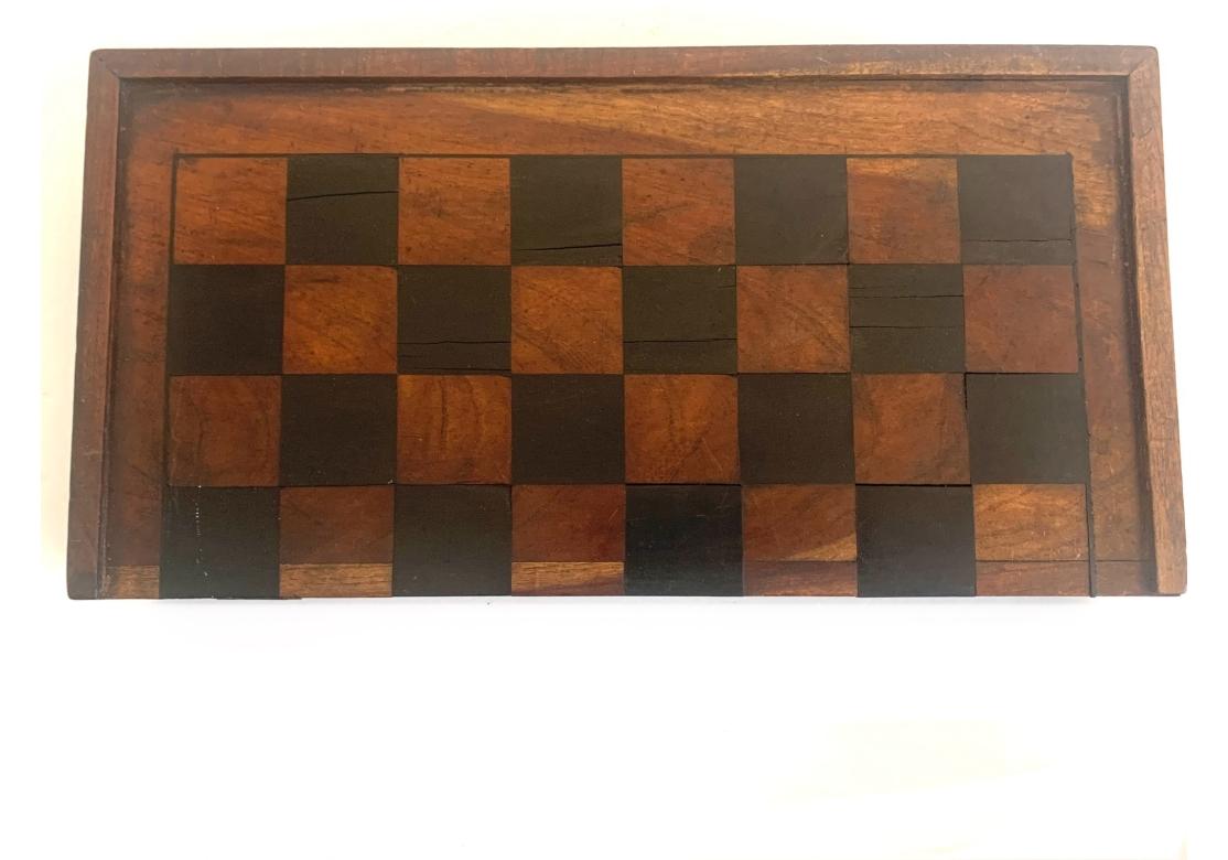 Antique Inlaid Folding Wooden Game Board For Sale 5