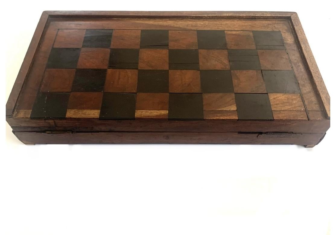 Antique Inlaid Folding Wooden Game Board For Sale 6