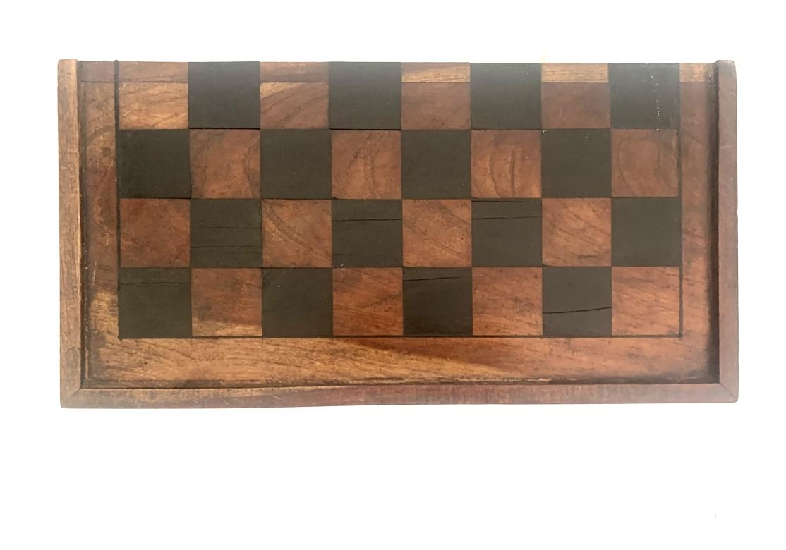 Antique Inlaid Folding Wooden Game Board For Sale 8