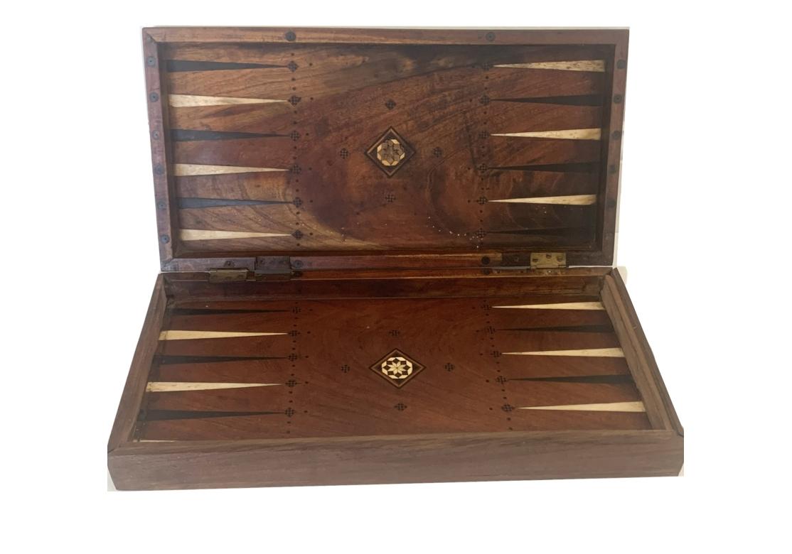 Unknown Antique Inlaid Folding Wooden Game Board For Sale