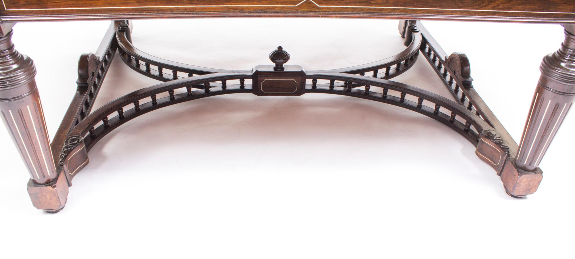 Antique Inlaid Gonçalo Alves Inlaid Coffee Table, 19th Century 1