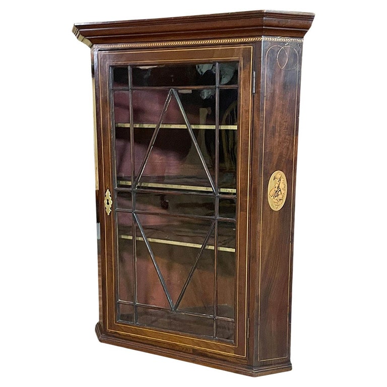 Antique Inlaid Hanging Mahogany Corner For Sale at 1stDibs