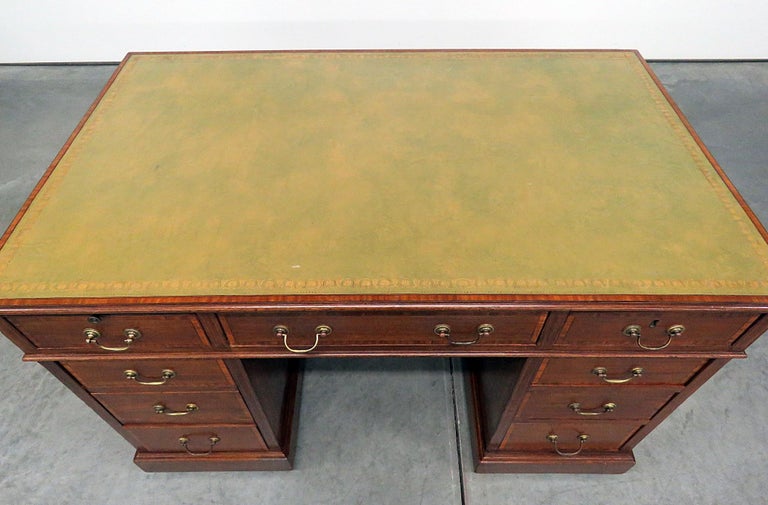 Antique Inlaid Leather Top Desk For Sale at 1stDibs