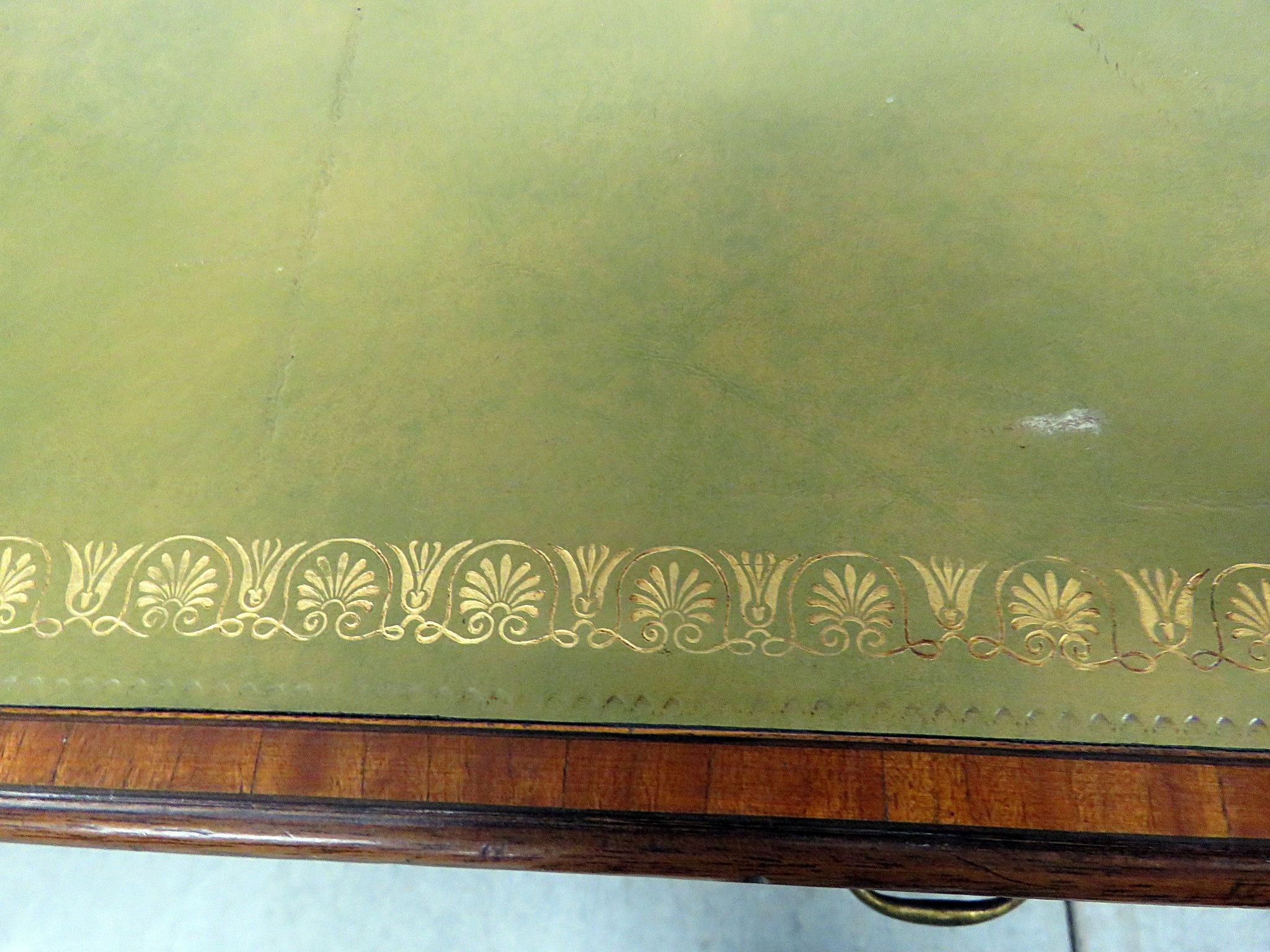 20th Century Antique Inlaid Leather Top Desk