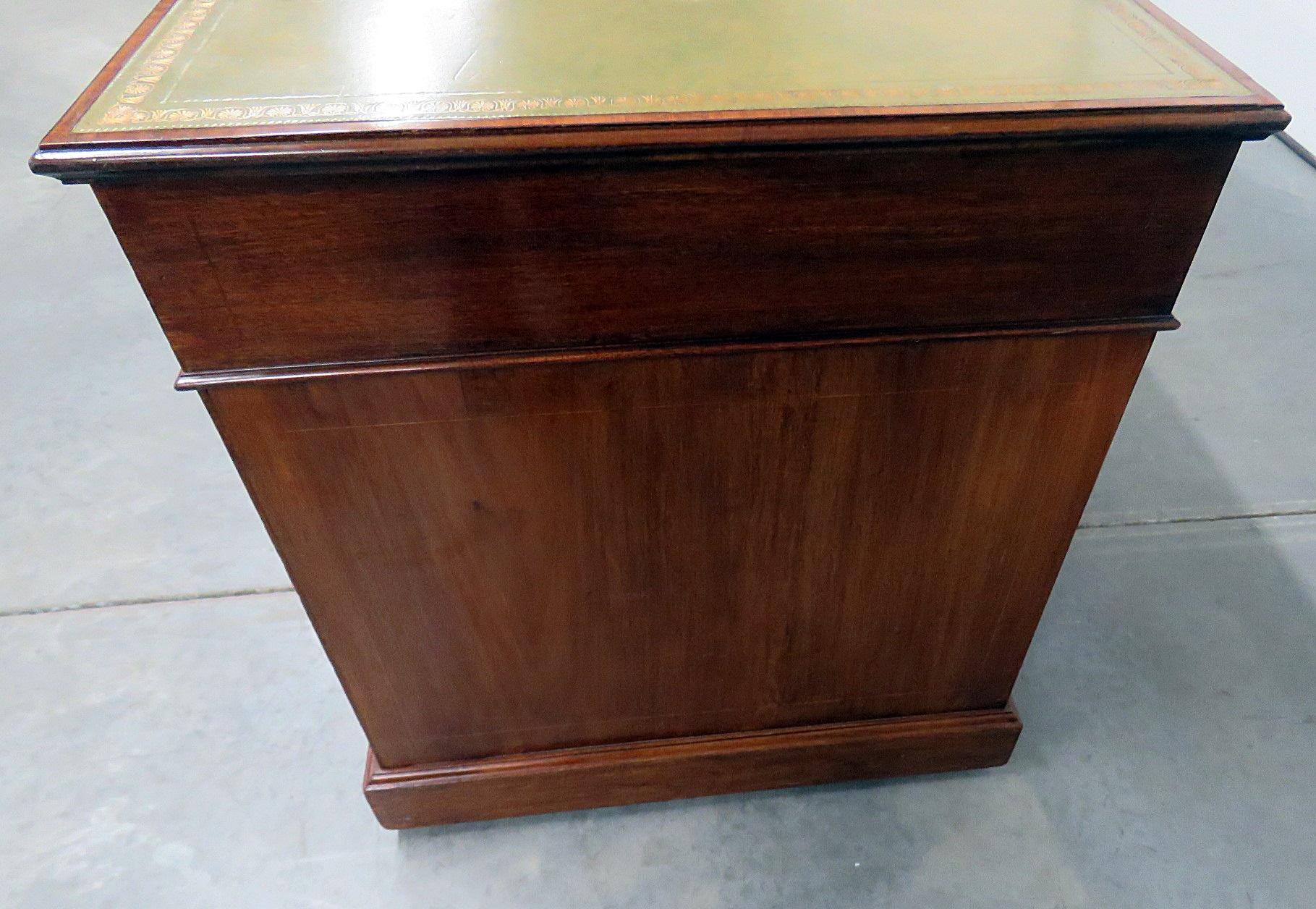 Antique Inlaid Leather Top Desk 1