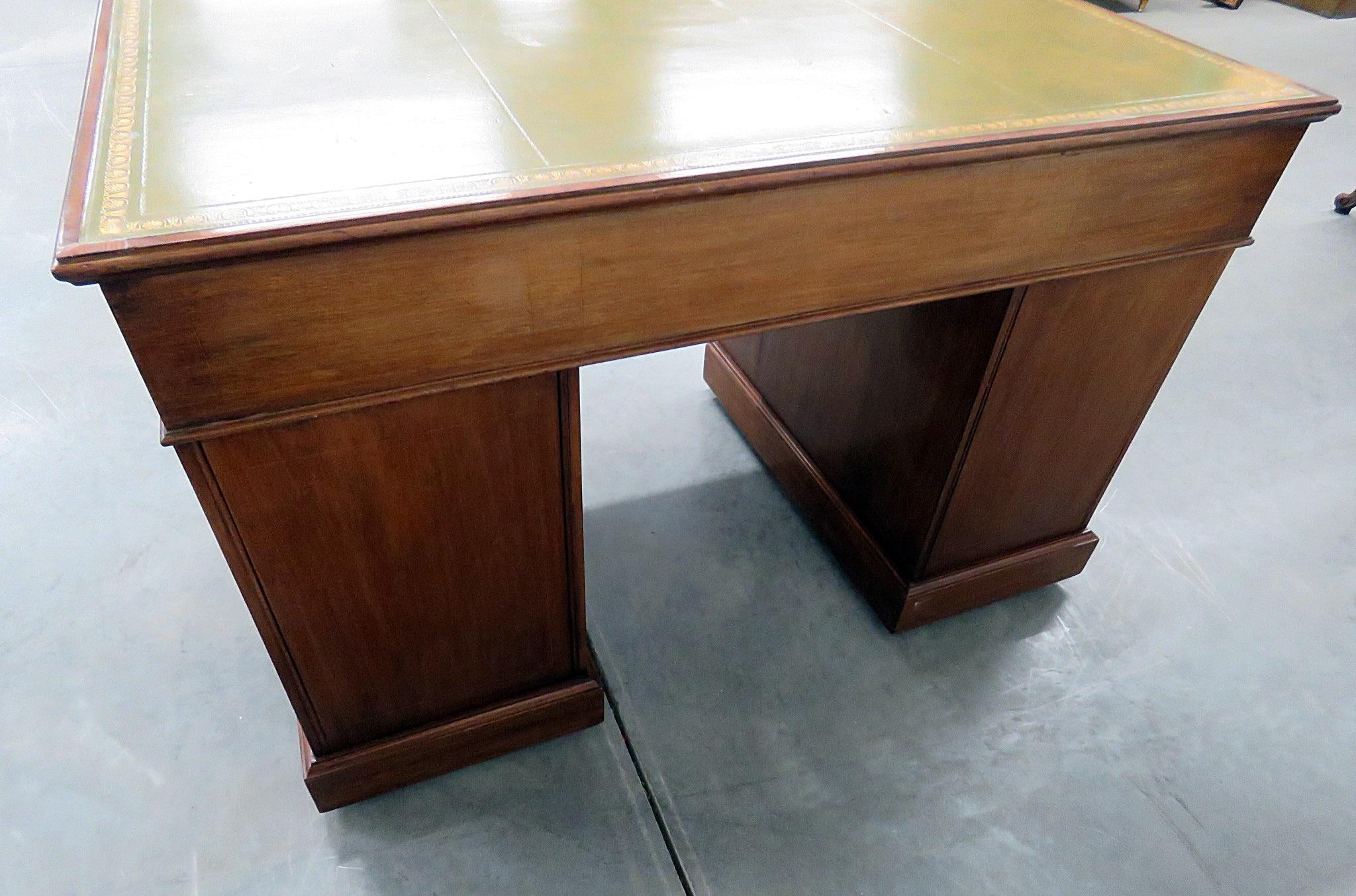 Antique Inlaid Leather Top Desk 2