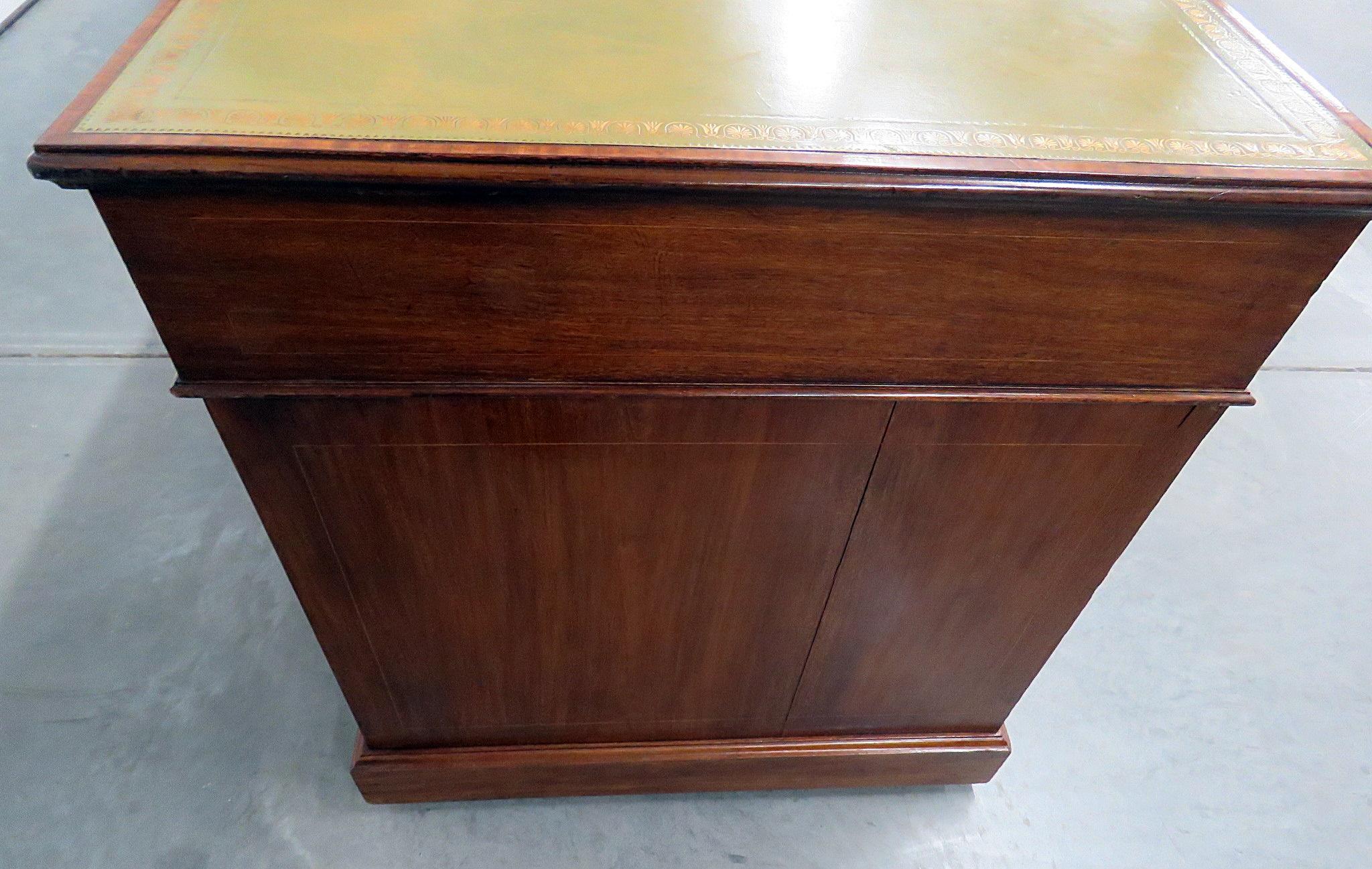 Antique Inlaid Leather Top Desk 3
