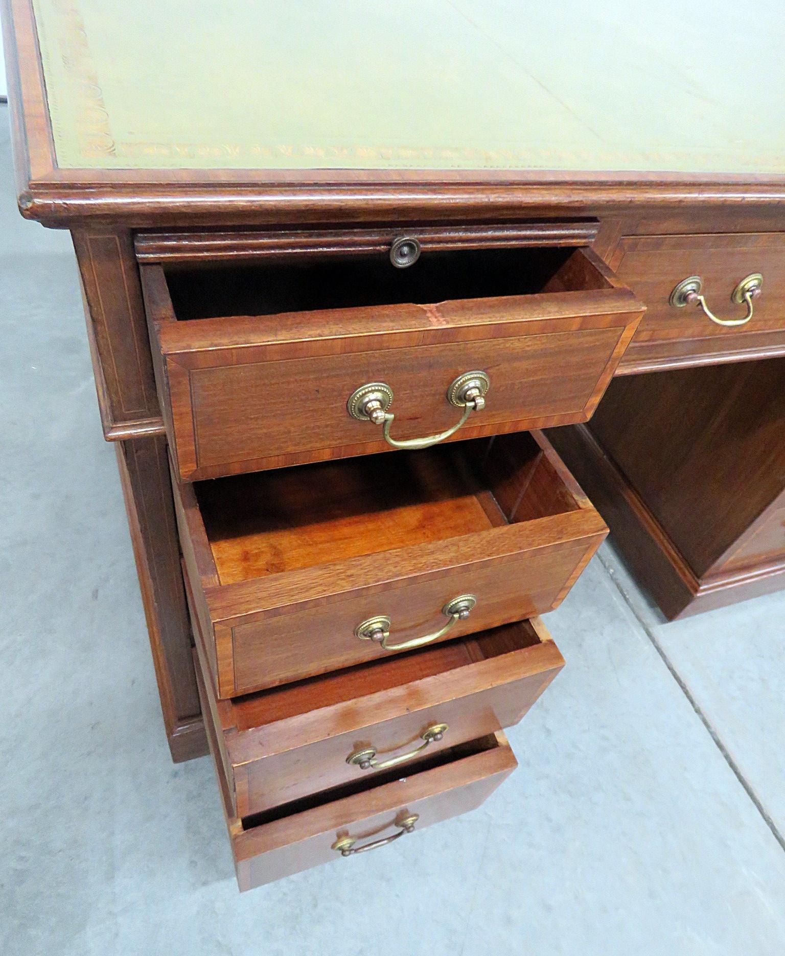 Antique Inlaid Leather Top Desk 4
