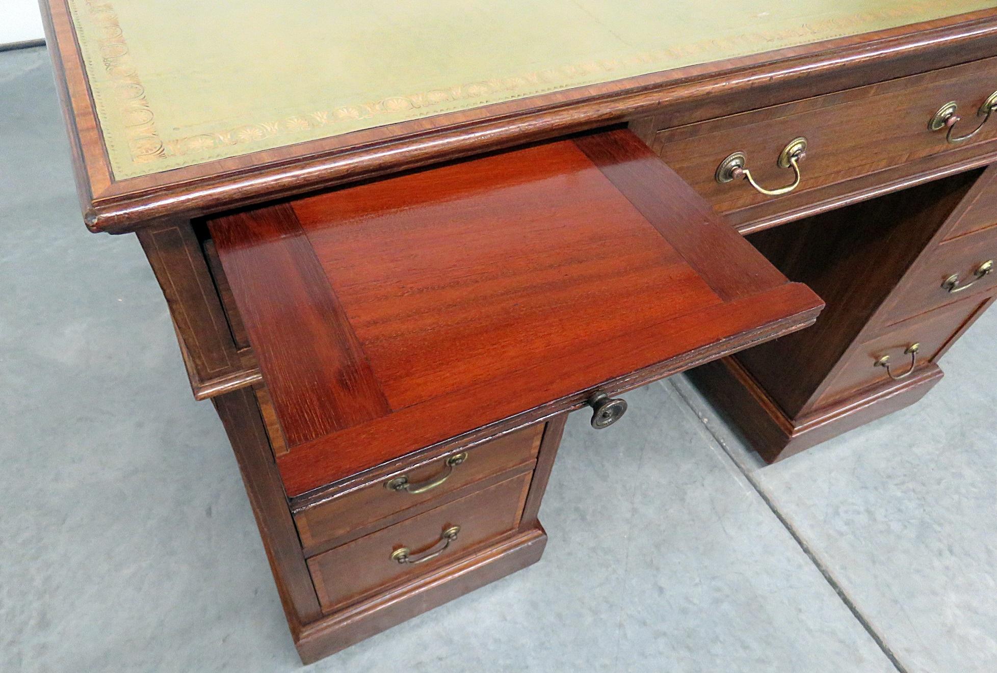 Antique Inlaid Leather Top Desk 5