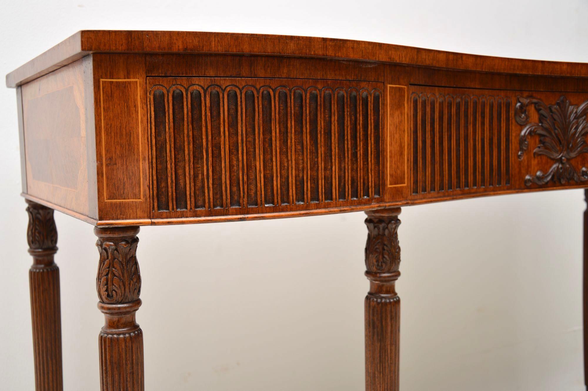 English Antique Inlaid Mahogany and Kingwood Server Console Table