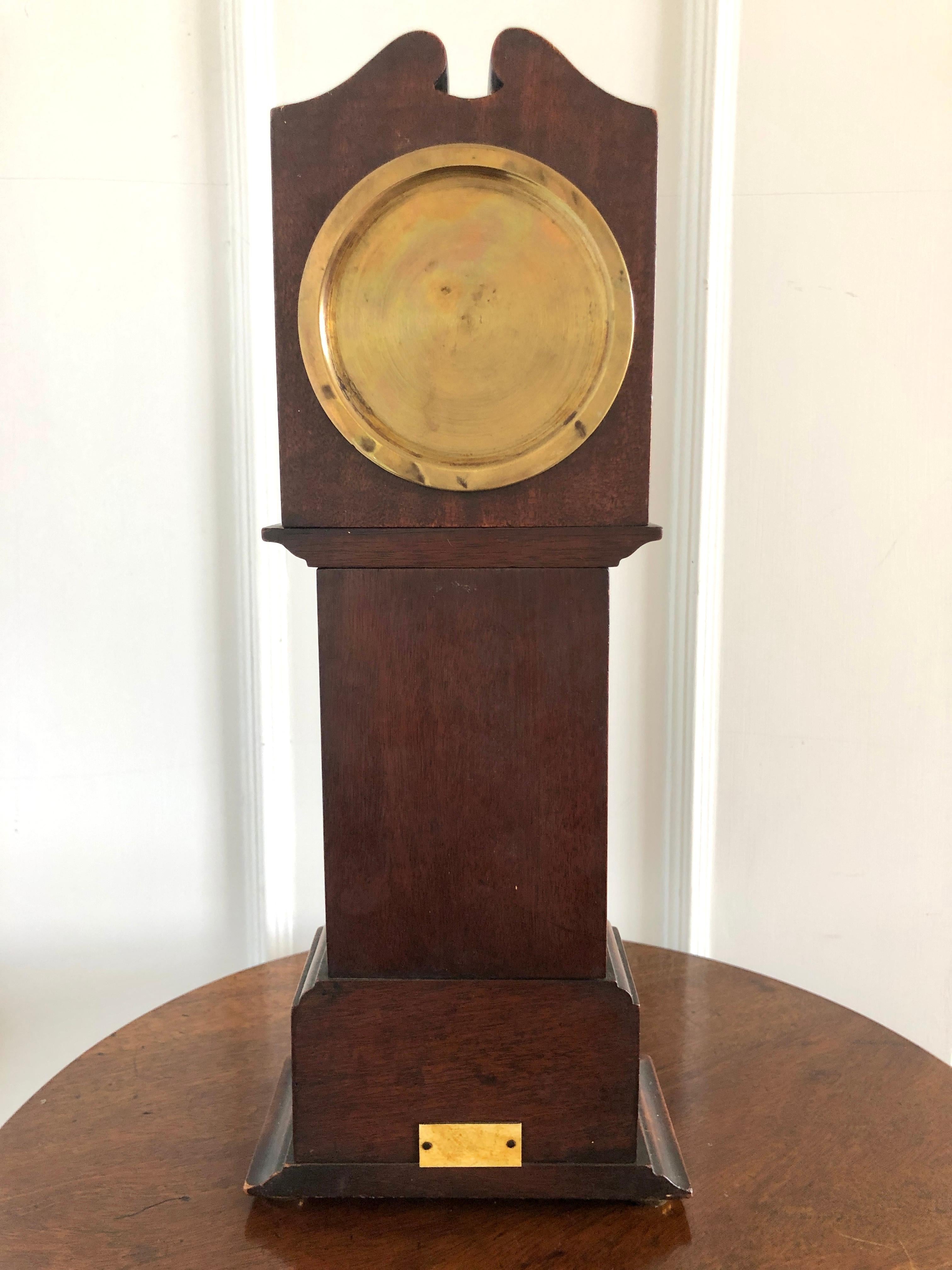 English Antique Inlaid Mahogany Apprentice Miniature Longcase Clock