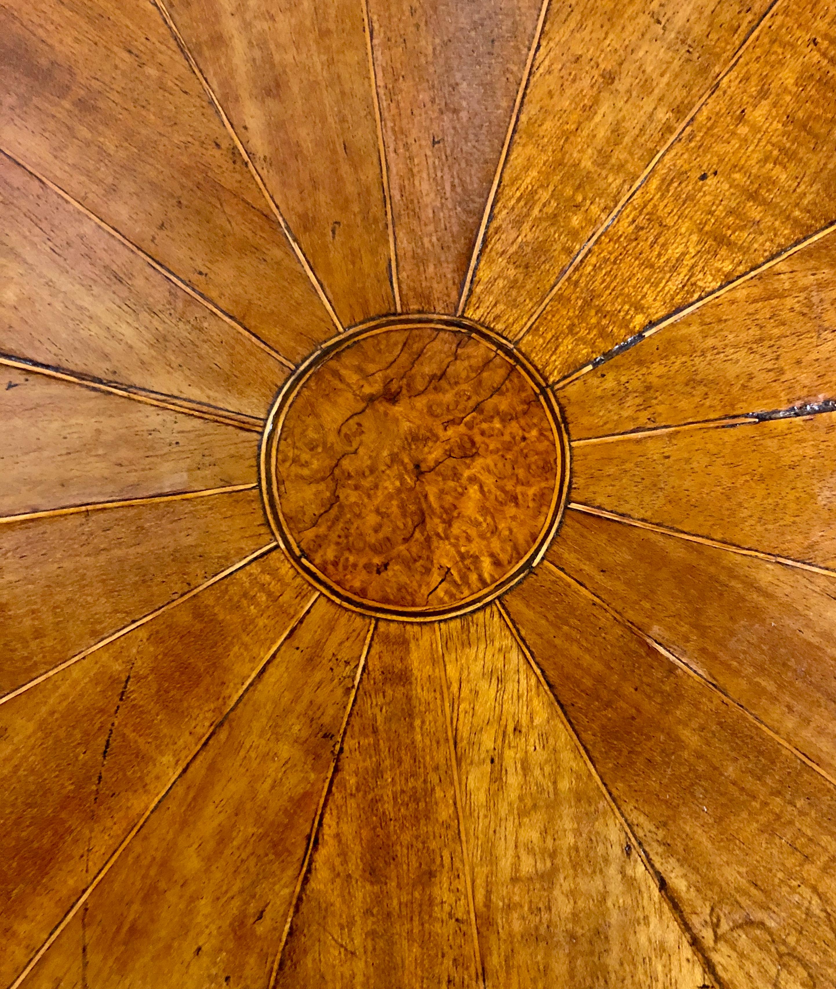 Hand-Crafted Antique Inlaid Mahogany Burr Elm and Satinwood Occasional Table