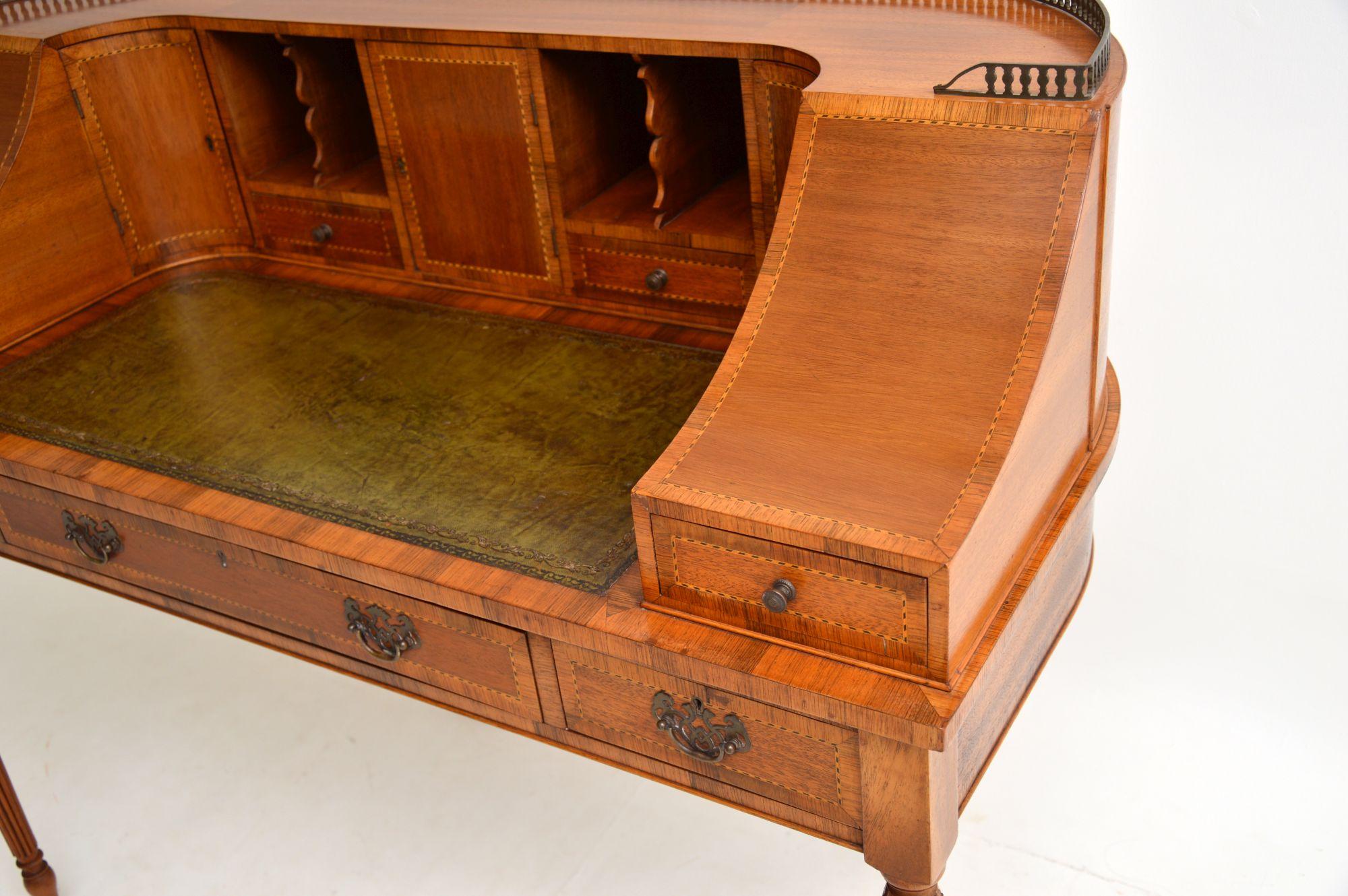 English Antique Inlaid Mahogany Carlton House Desk