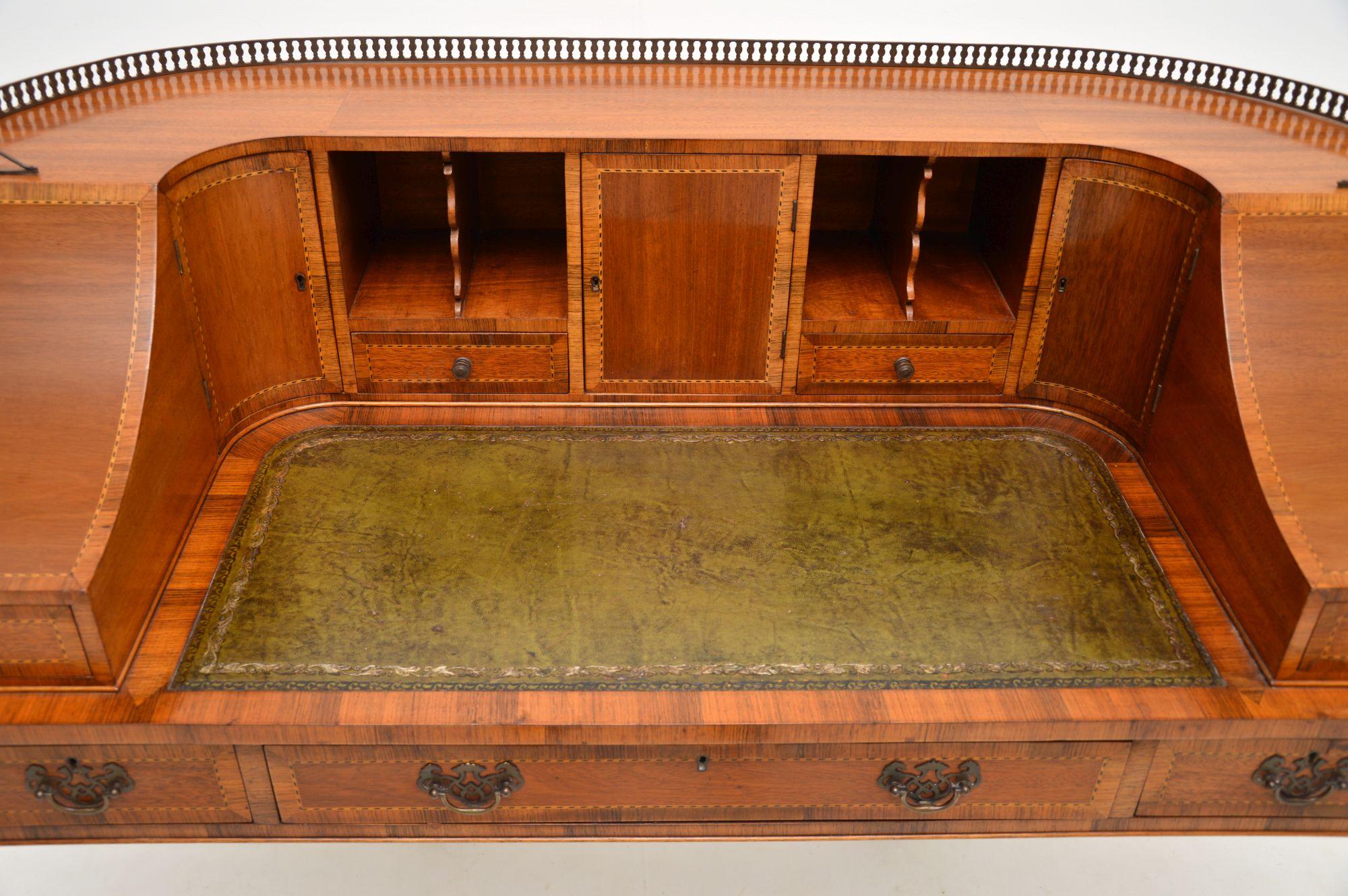 Antique Inlaid Mahogany Carlton House Desk In Good Condition In London, GB