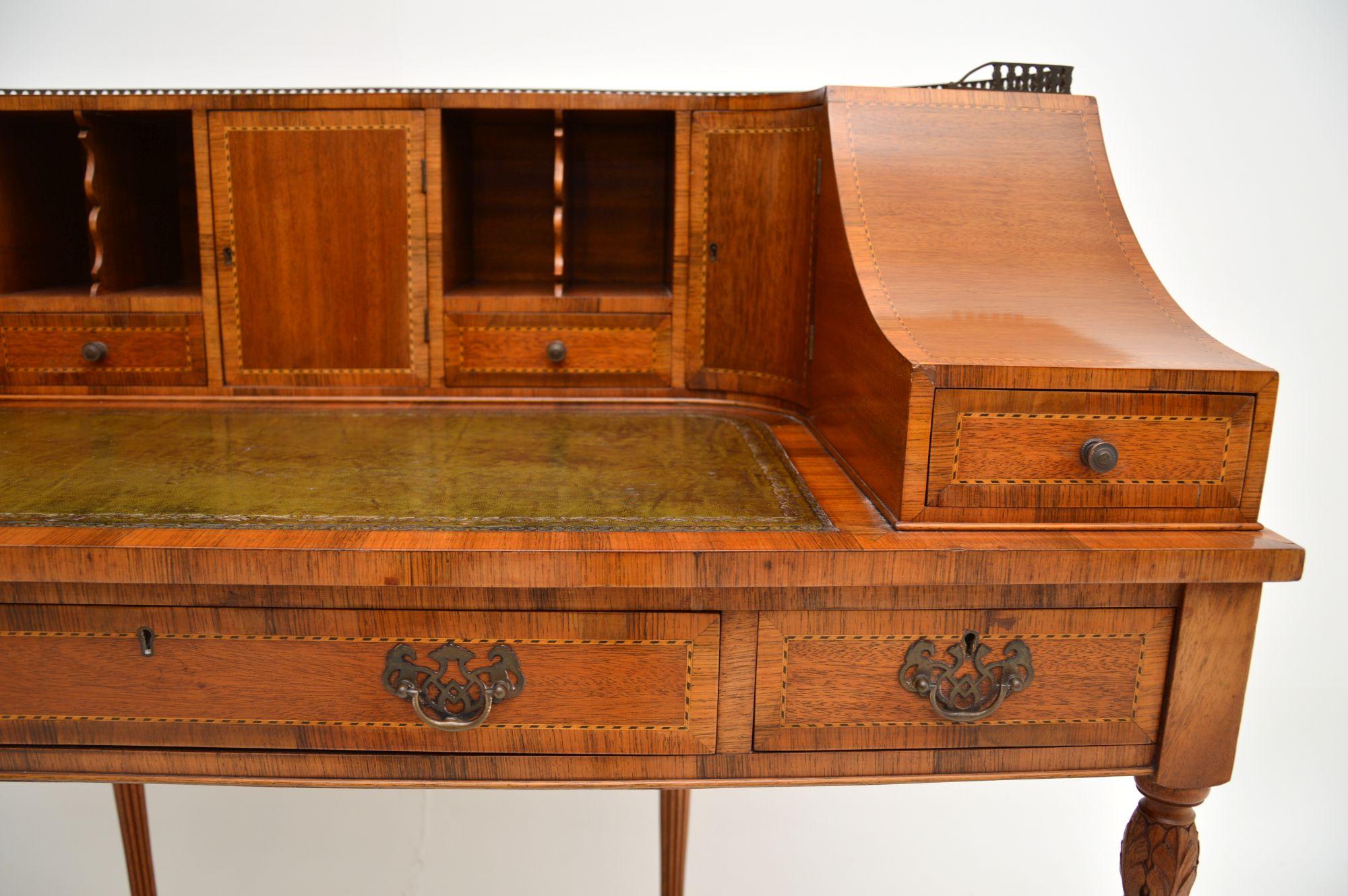Leather Antique Inlaid Mahogany Carlton House Desk