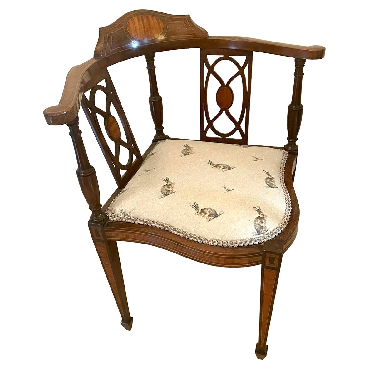 Antique Inlaid Mahogany Corner Chair
