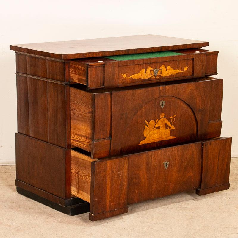 Danish Antique Inlaid Mahogany Biedemeier Chest of Drawers Commode For Sale