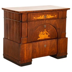 Antique Inlaid Mahogany Empire Chest of Drawers Commode