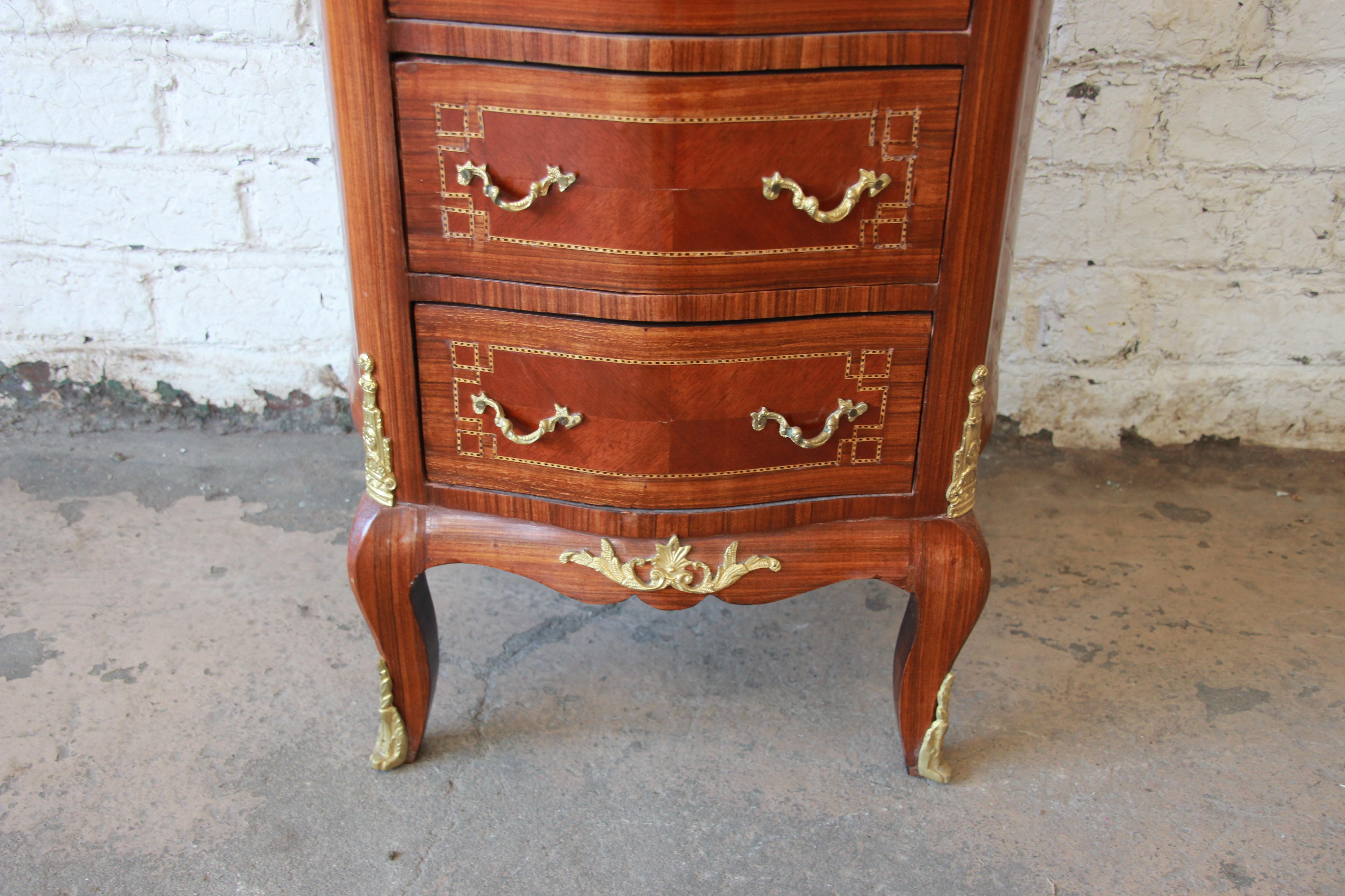 Louis XV Antique Inlaid Mahogany French Lingerie Chest