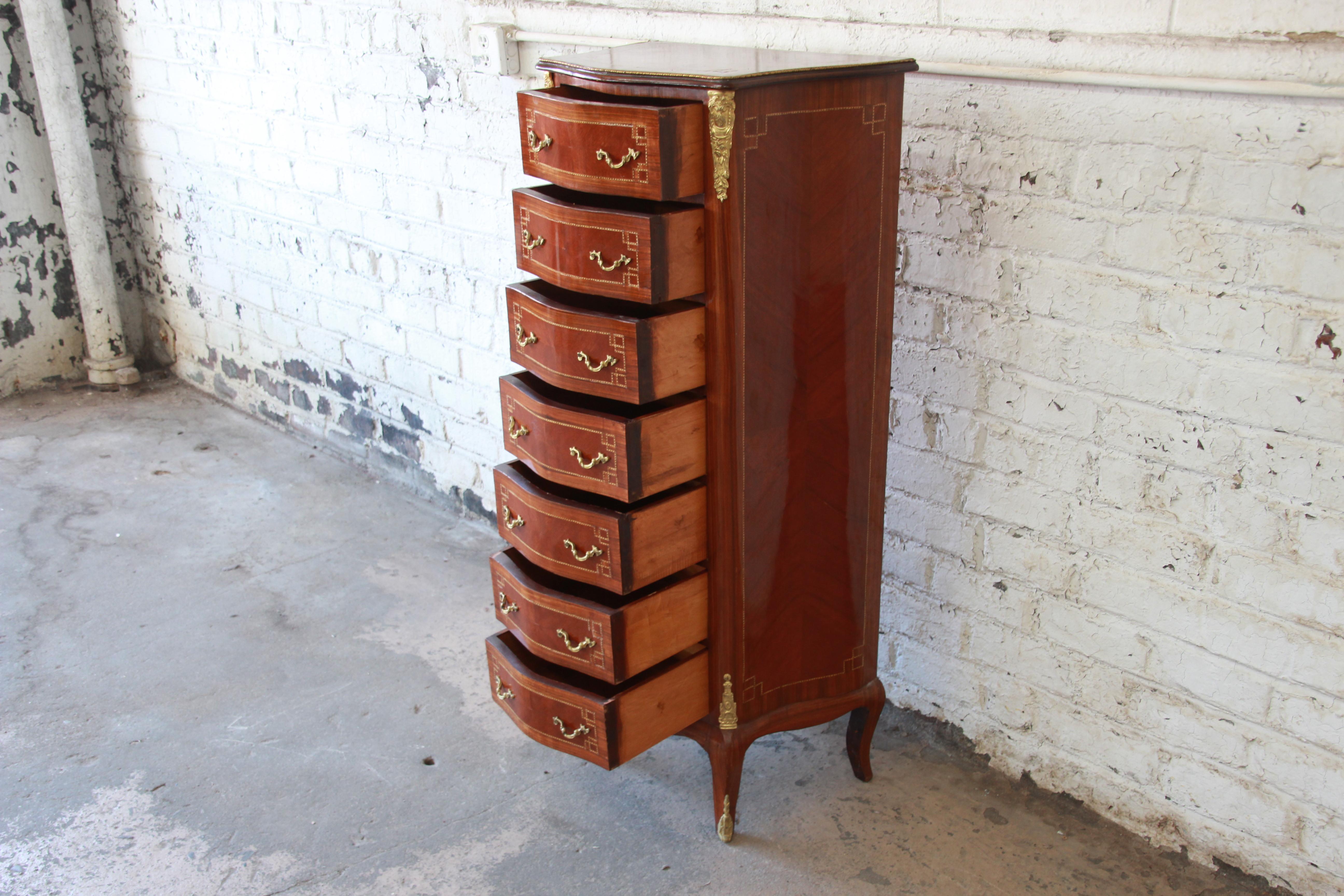 Mid-20th Century Antique Inlaid Mahogany French Lingerie Chest