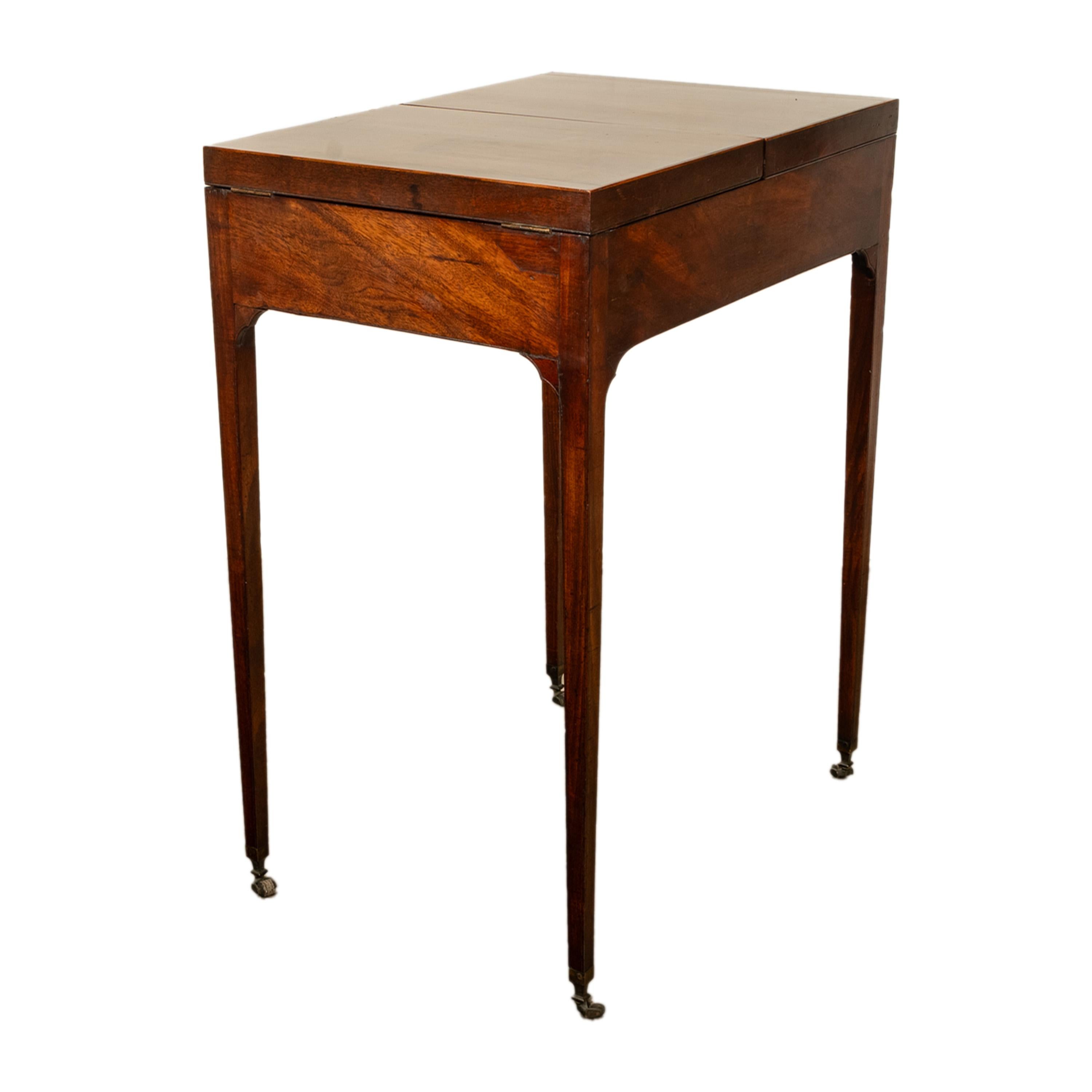 Antique Inlaid Mahogany Georgian Sheraton Folding Vanity Mirror Dressing Table 2