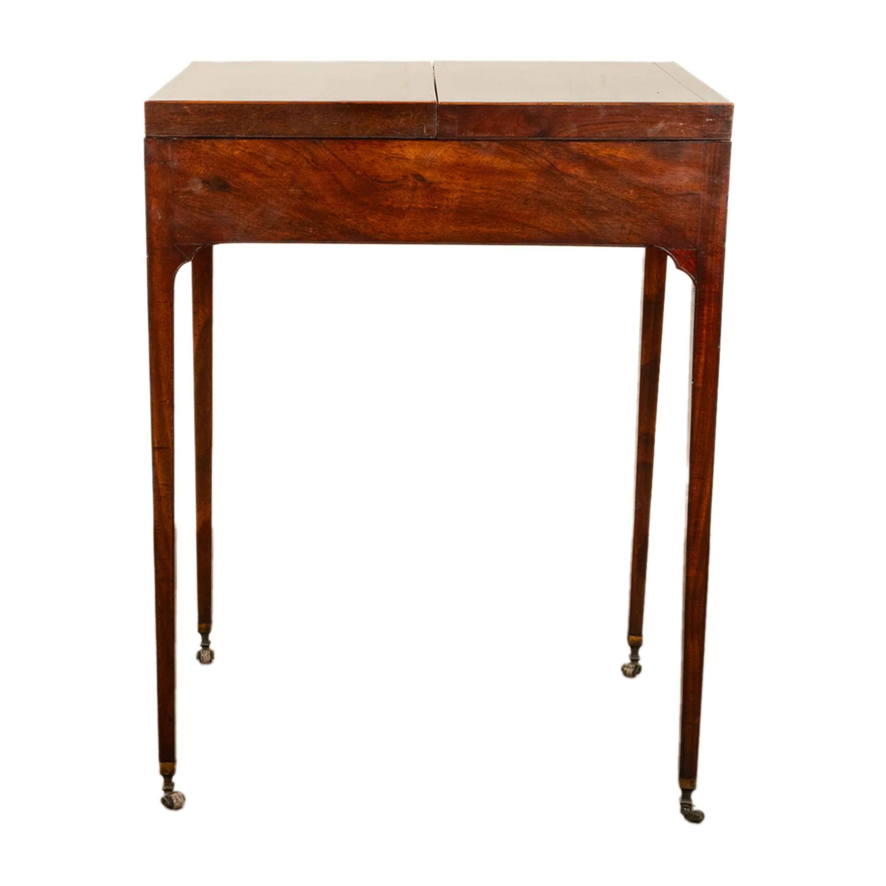 Antique Inlaid Mahogany Georgian Sheraton Folding Vanity Mirror Dressing Table 1