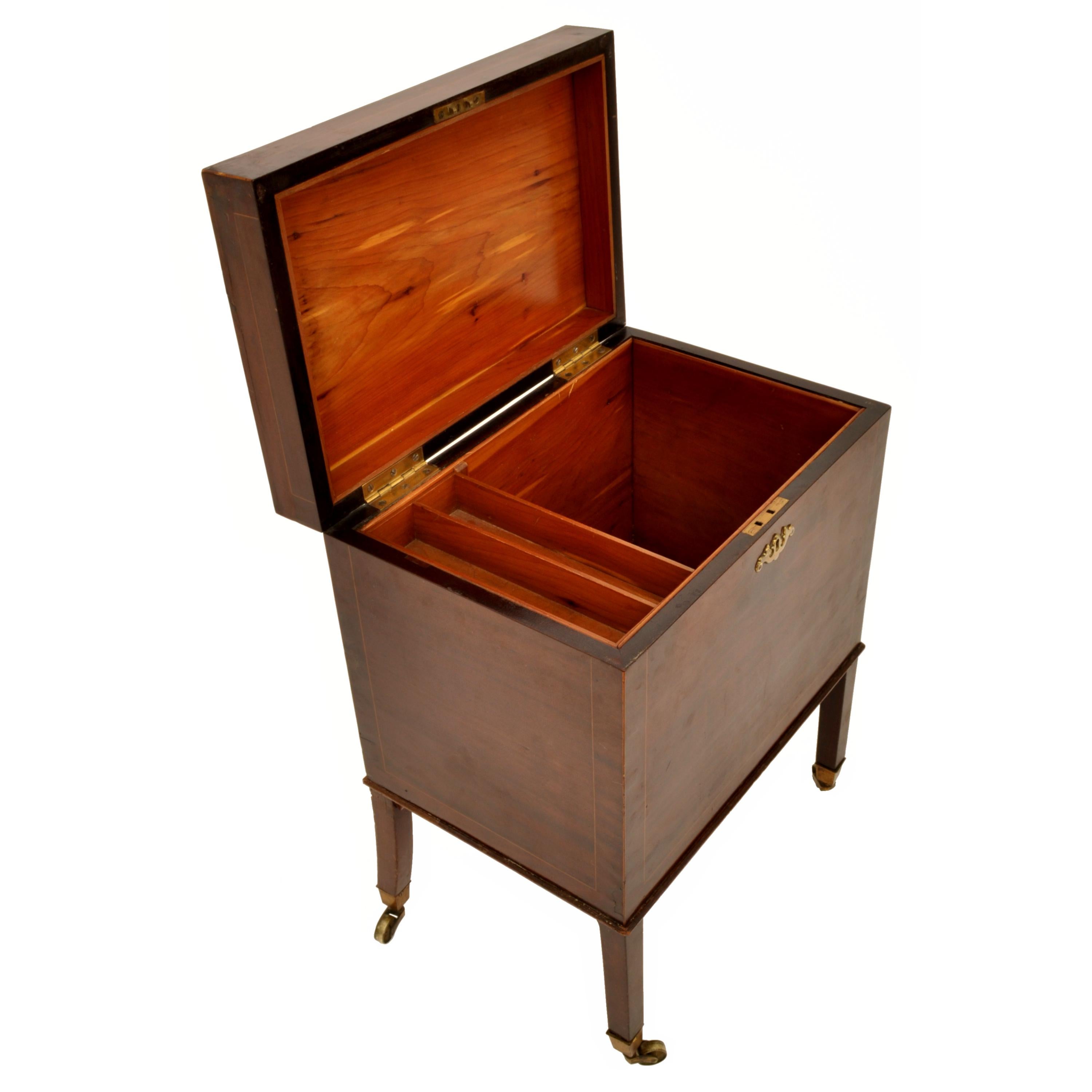 English Antique Inlaid Mahogany Georgian Wine Cellarette or Cigar Humidor, Circa 1800
