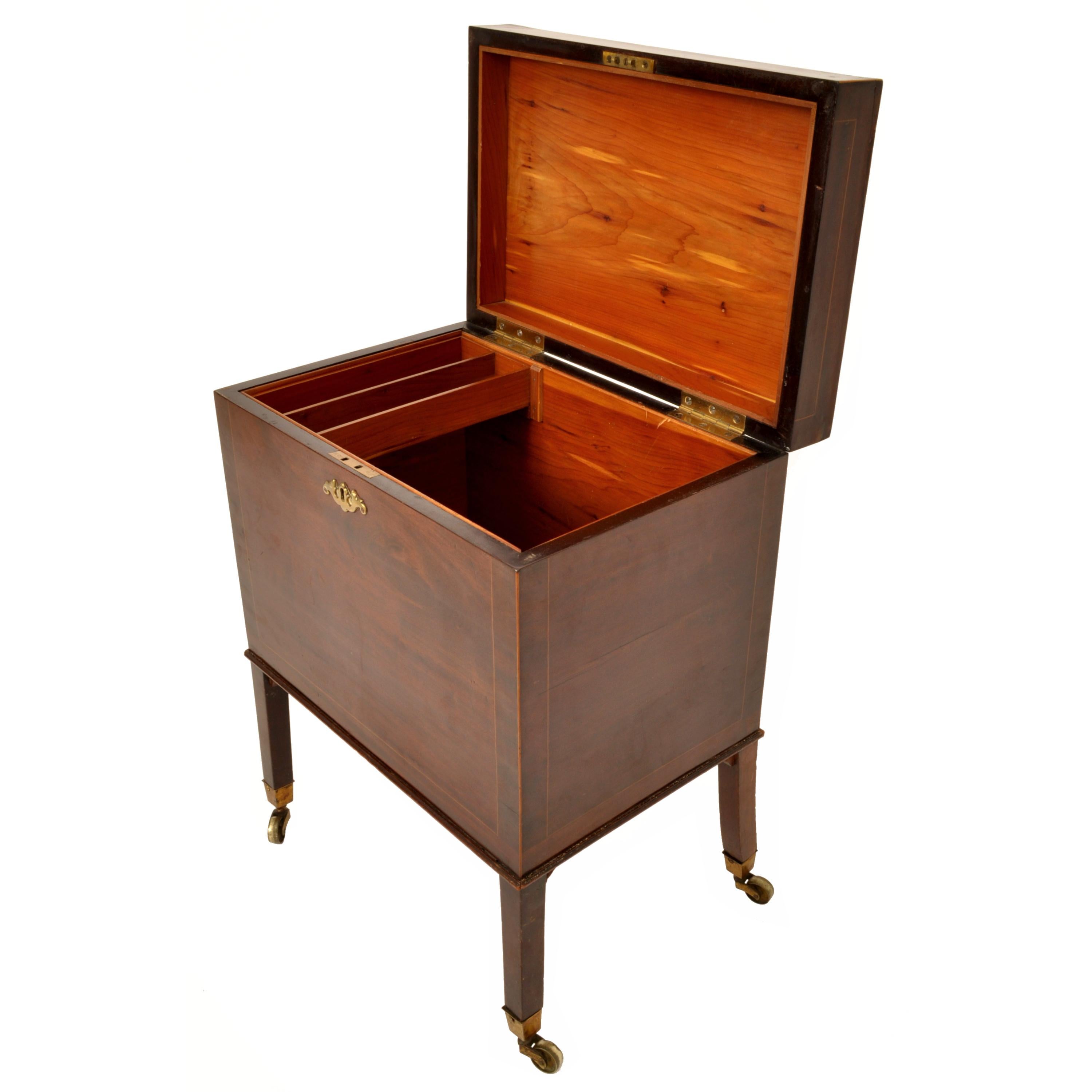 Inlay Antique Inlaid Mahogany Georgian Wine Cellarette or Cigar Humidor, Circa 1800