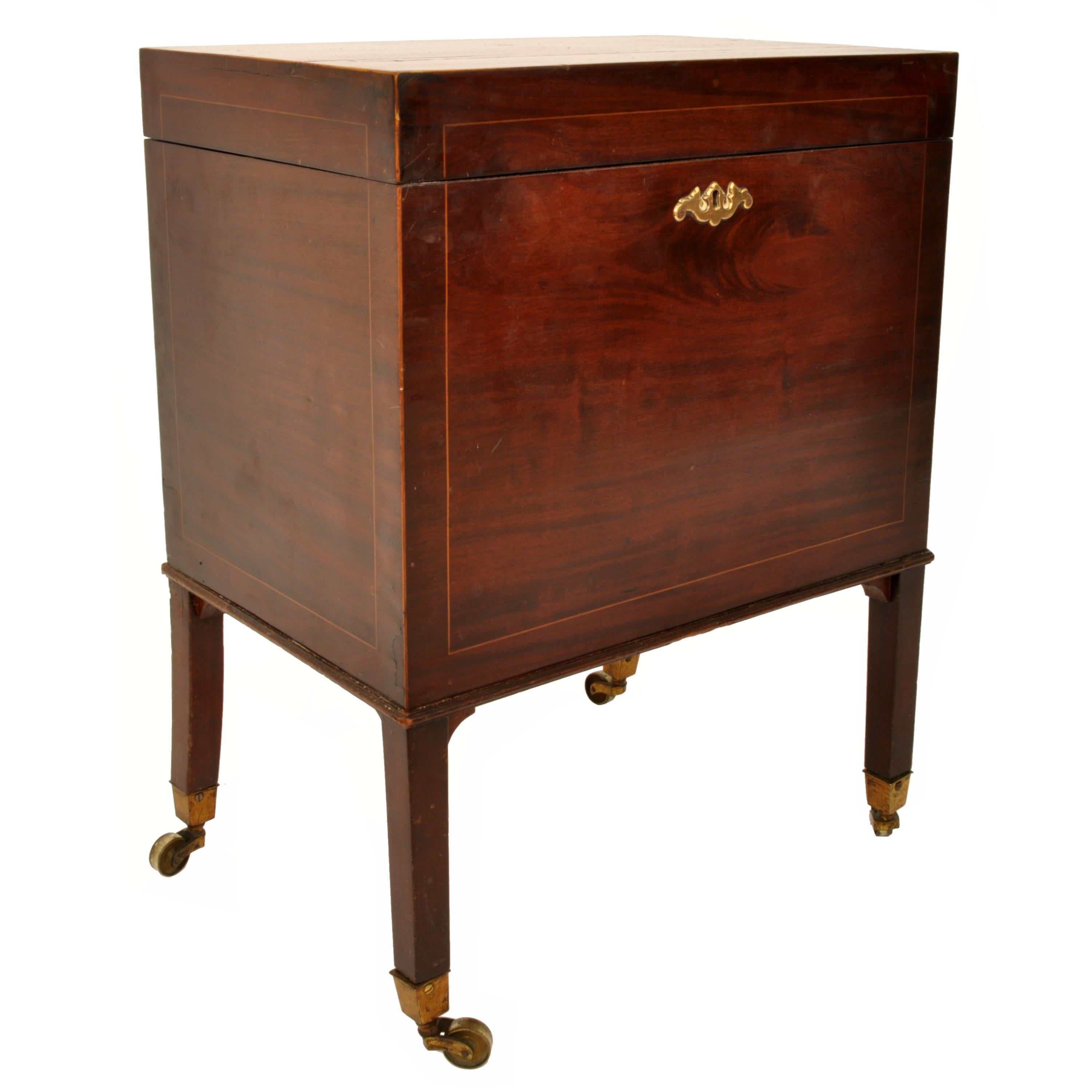 Antique Inlaid Mahogany Georgian Wine Cellarette or Cigar Humidor, Circa 1800