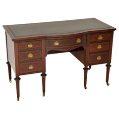 Antique Inlaid Mahogany Leather Top Desk