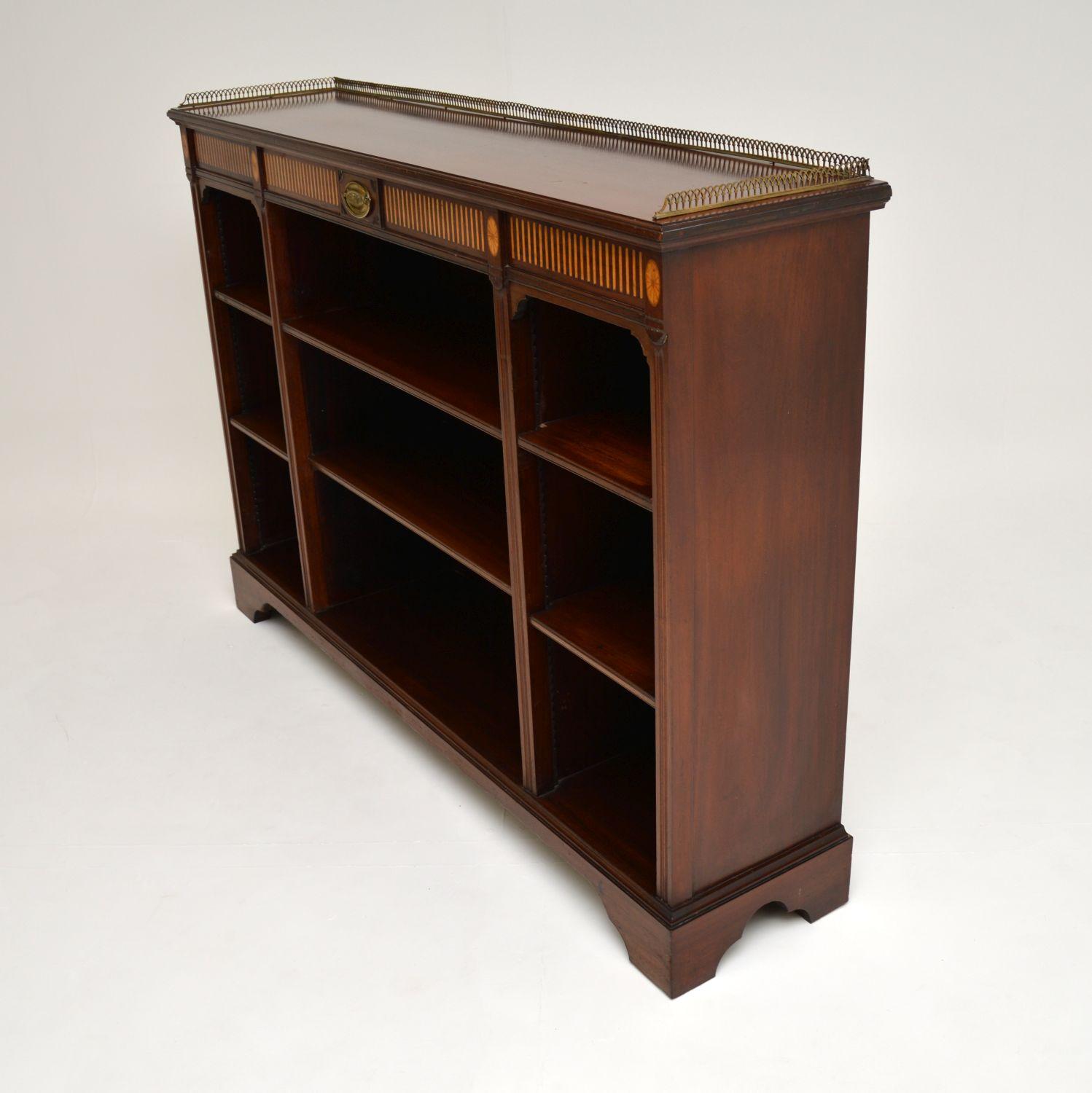 Georgian Antique Inlaid Mahogany Open Bookcase