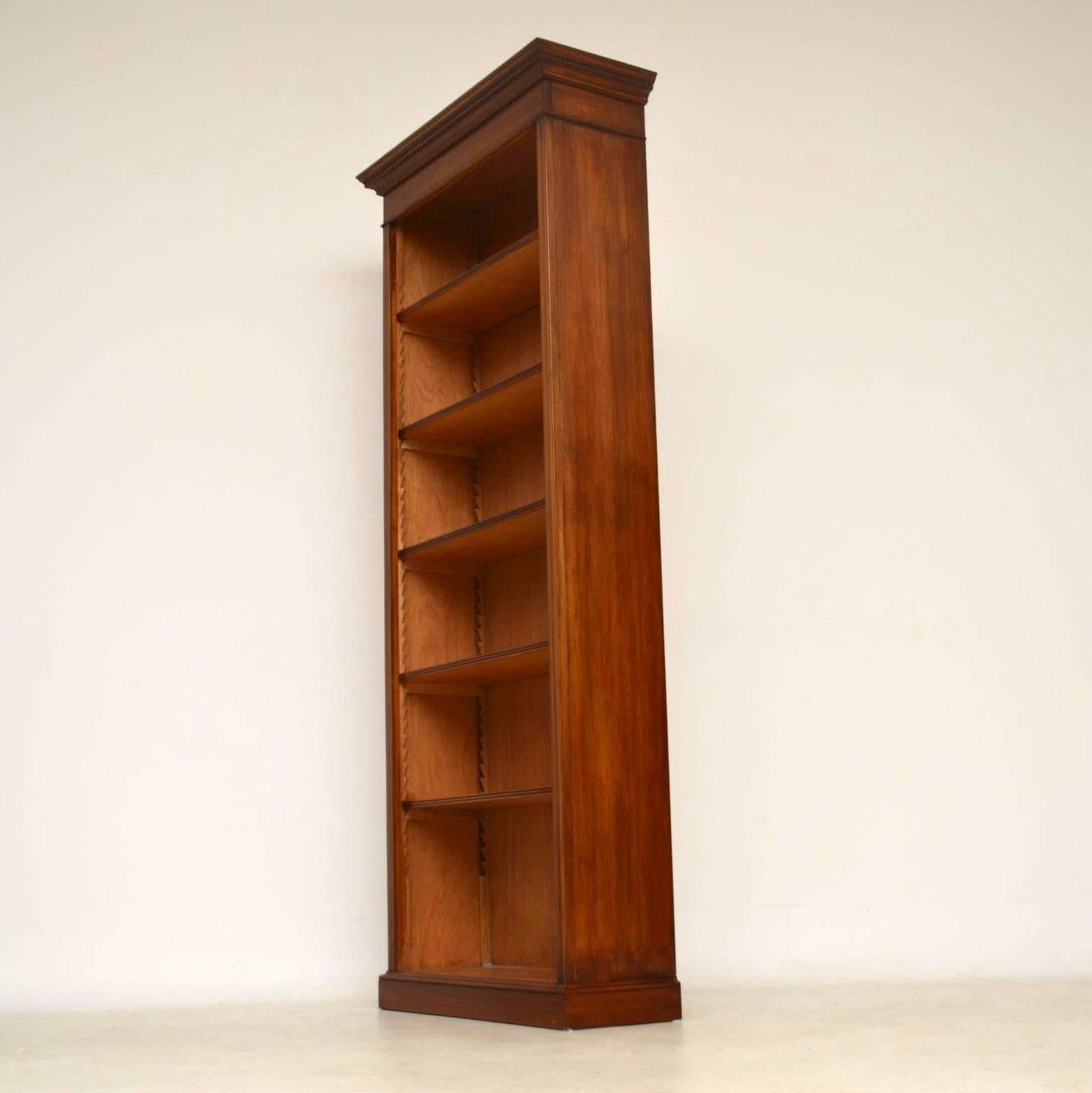 Mid-20th Century Antique Inlaid Mahogany Open Bookcase