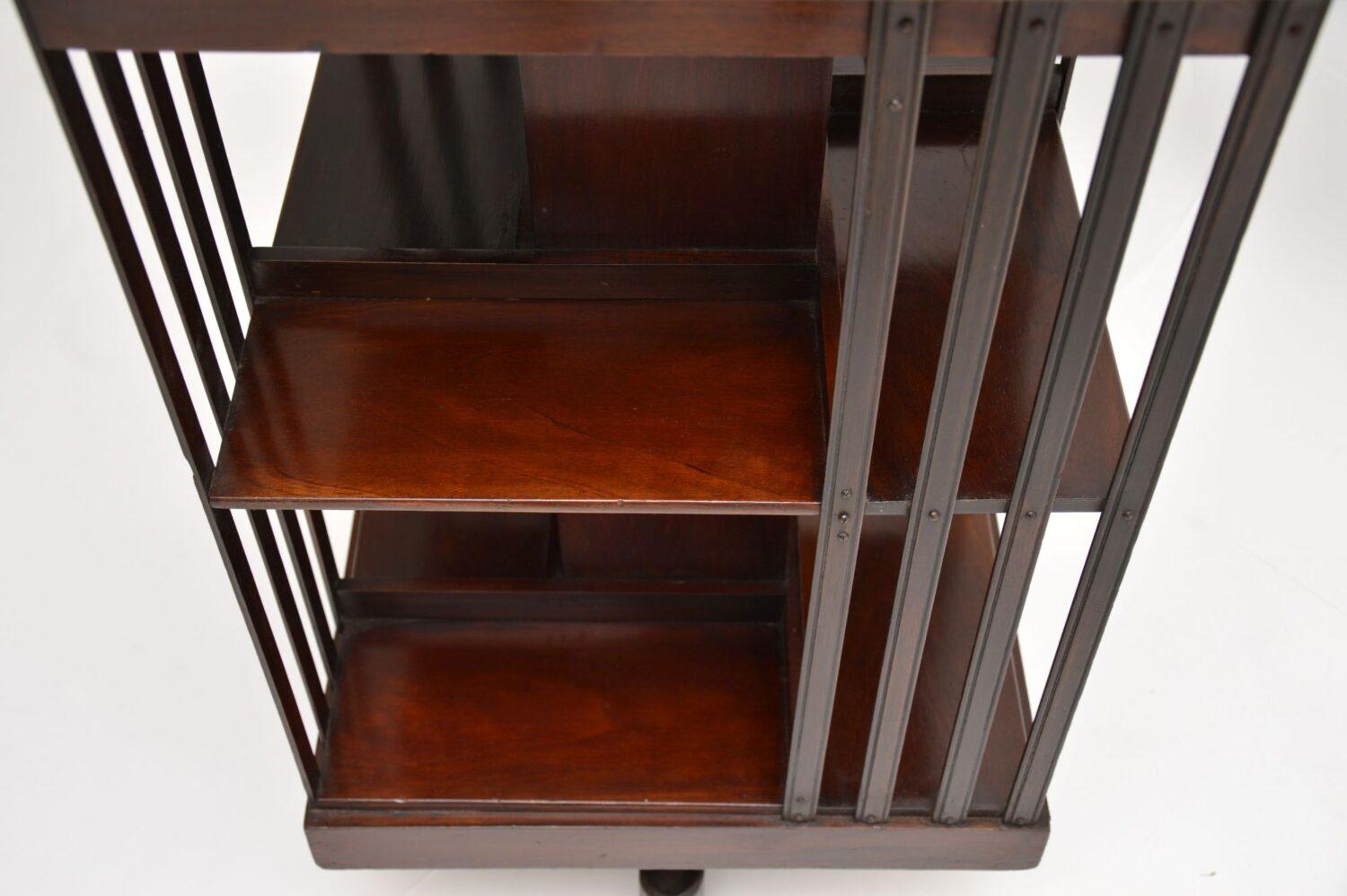 Late 19th Century Antique Inlaid Mahogany Revolving Bookcase