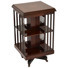 Antique Inlaid Mahogany Revolving Bookcase