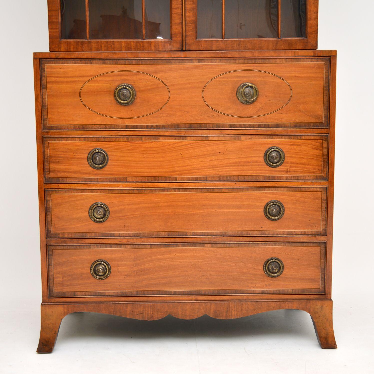 Antique Inlaid Mahogany Secretaire Bureau Bookcase 2