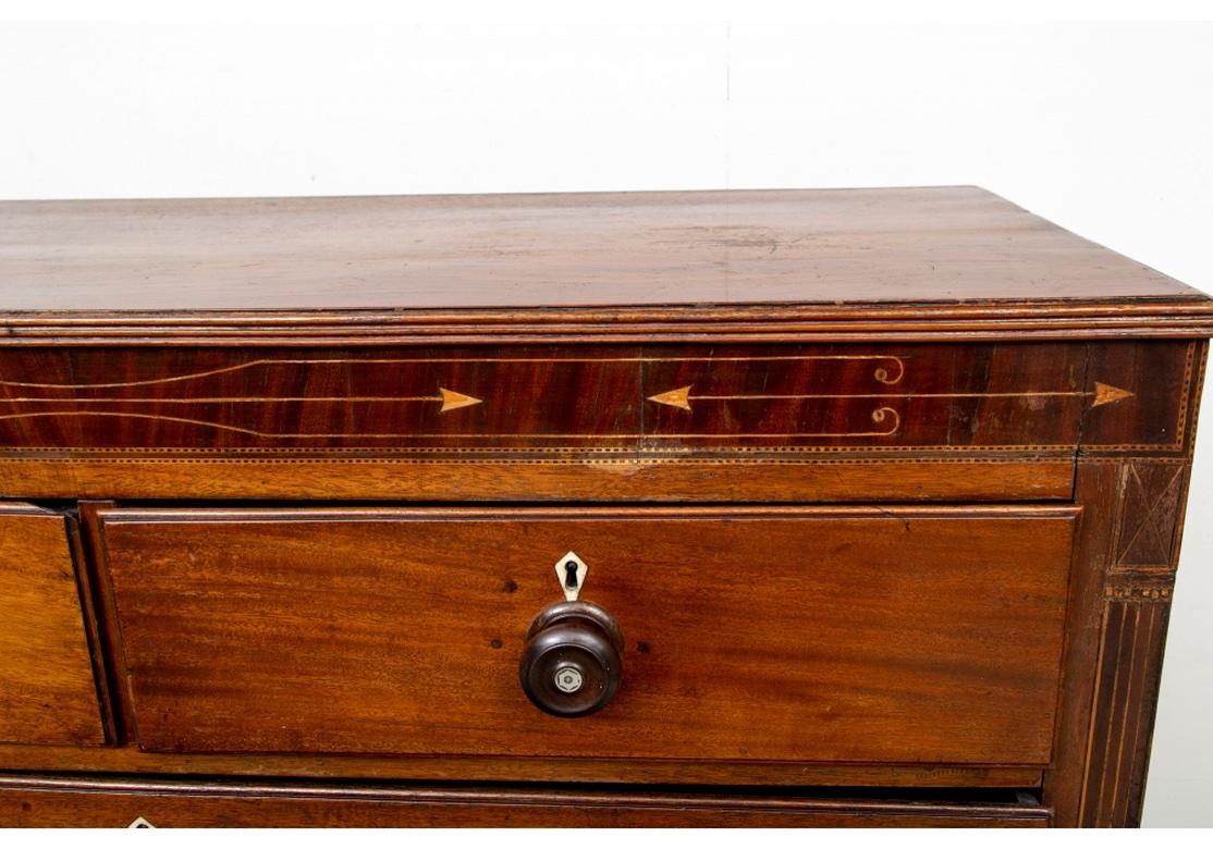Antique Inlaid Mahogany Two-Over-Three Chest 4