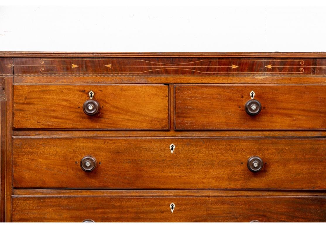 Antique Inlaid Mahogany Two-Over-Three Chest 6