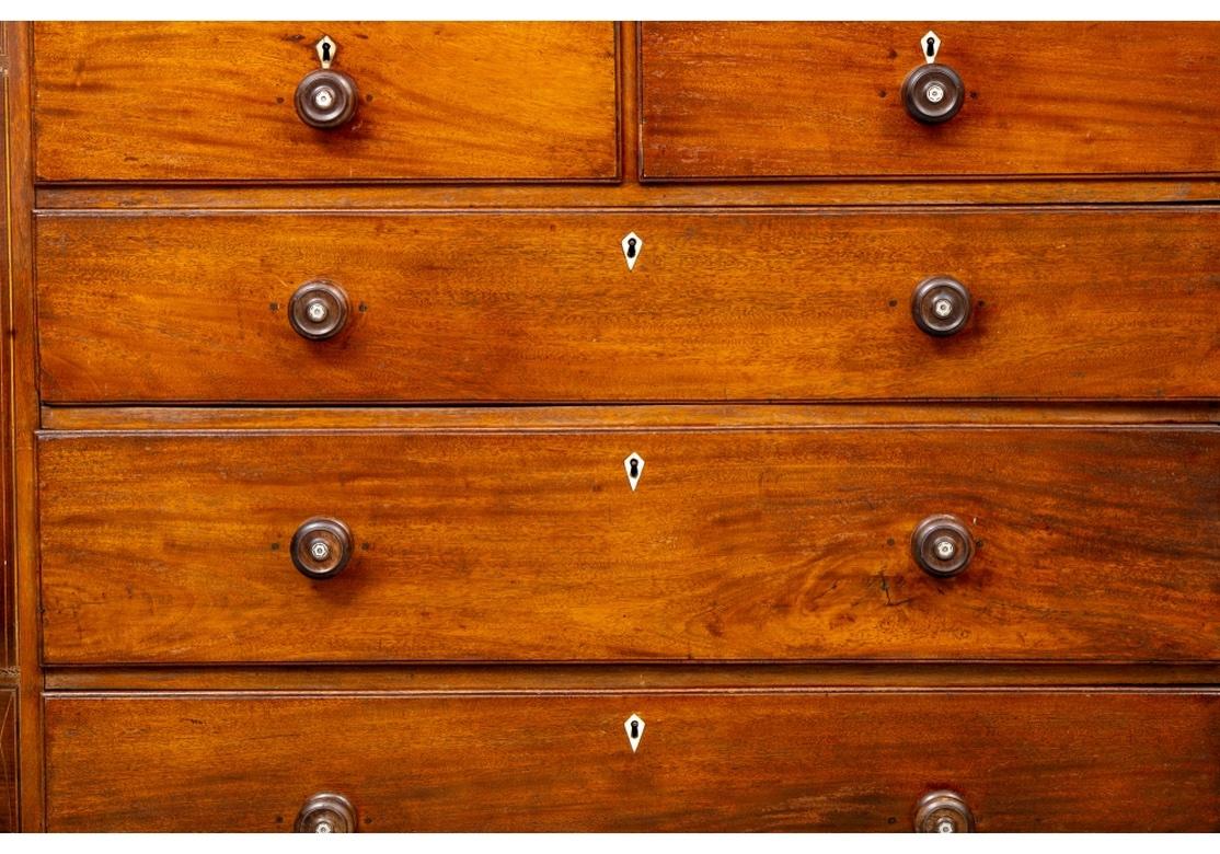 A large and well-built Chest in all original very good condition. The Chest with inlaid decoration along the top frame of Arrows and the key escutcheons in inlaid bone, the knobs with central Mother-of-Pearl inlay. Dove-tail drawer construction and