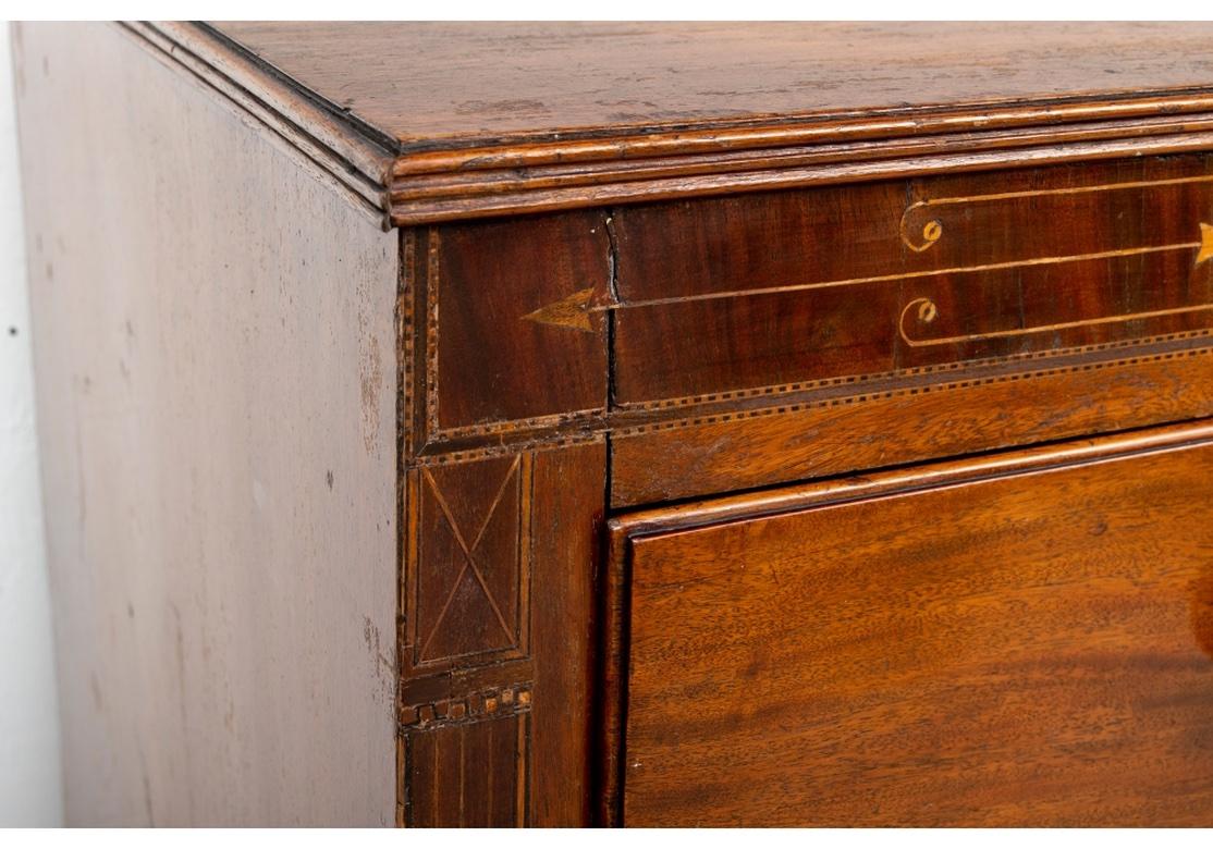 19th Century Antique Inlaid Mahogany Two-Over-Three Chest
