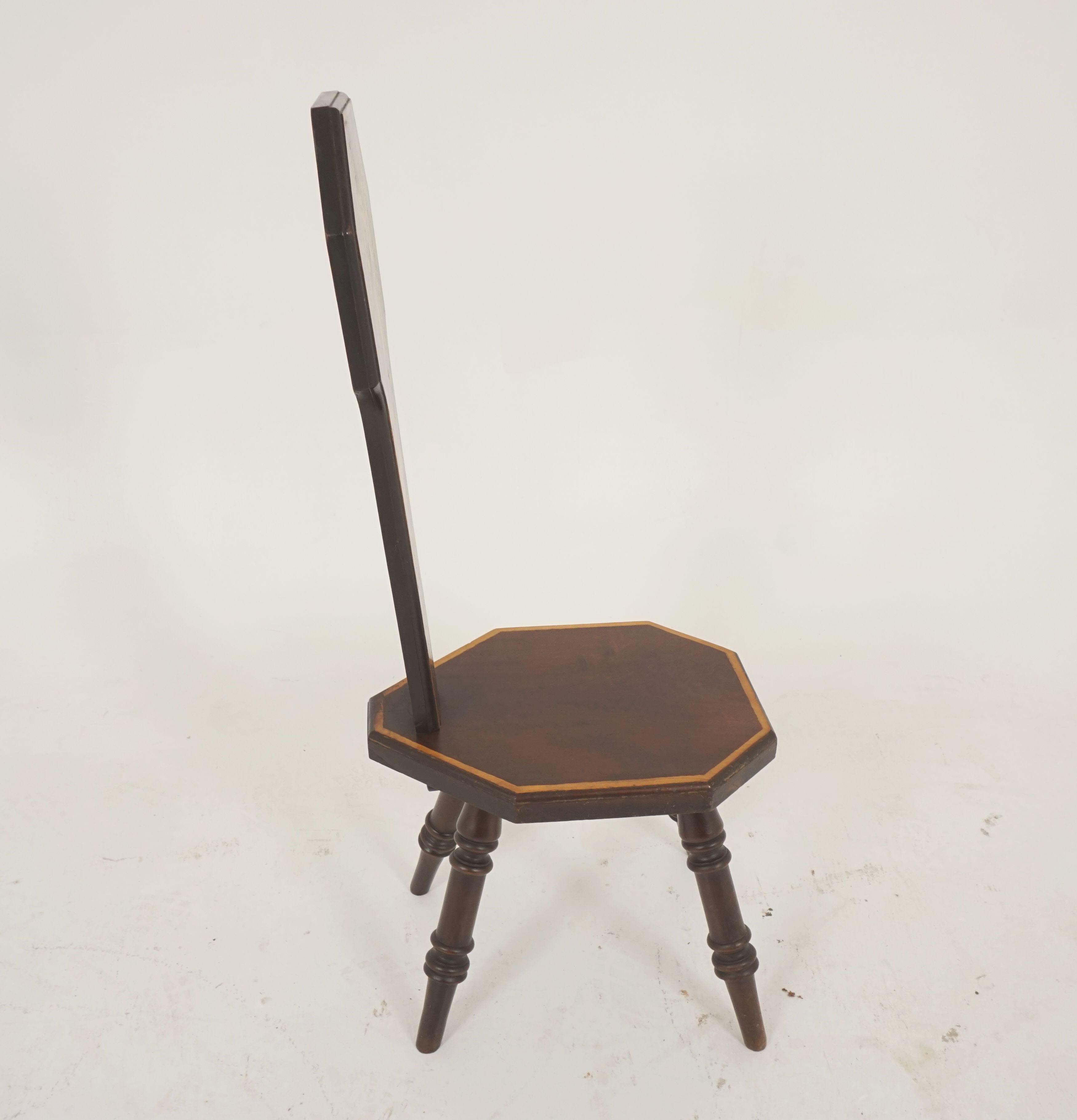 Beech Antique Inlaid Mahogany Upholstered Corner Chair, Scotland 1910, B2284