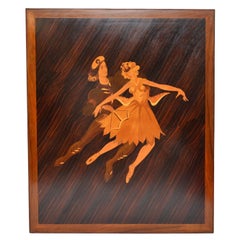Antique Inlaid Marquetry Wall Mounting Wood Panel