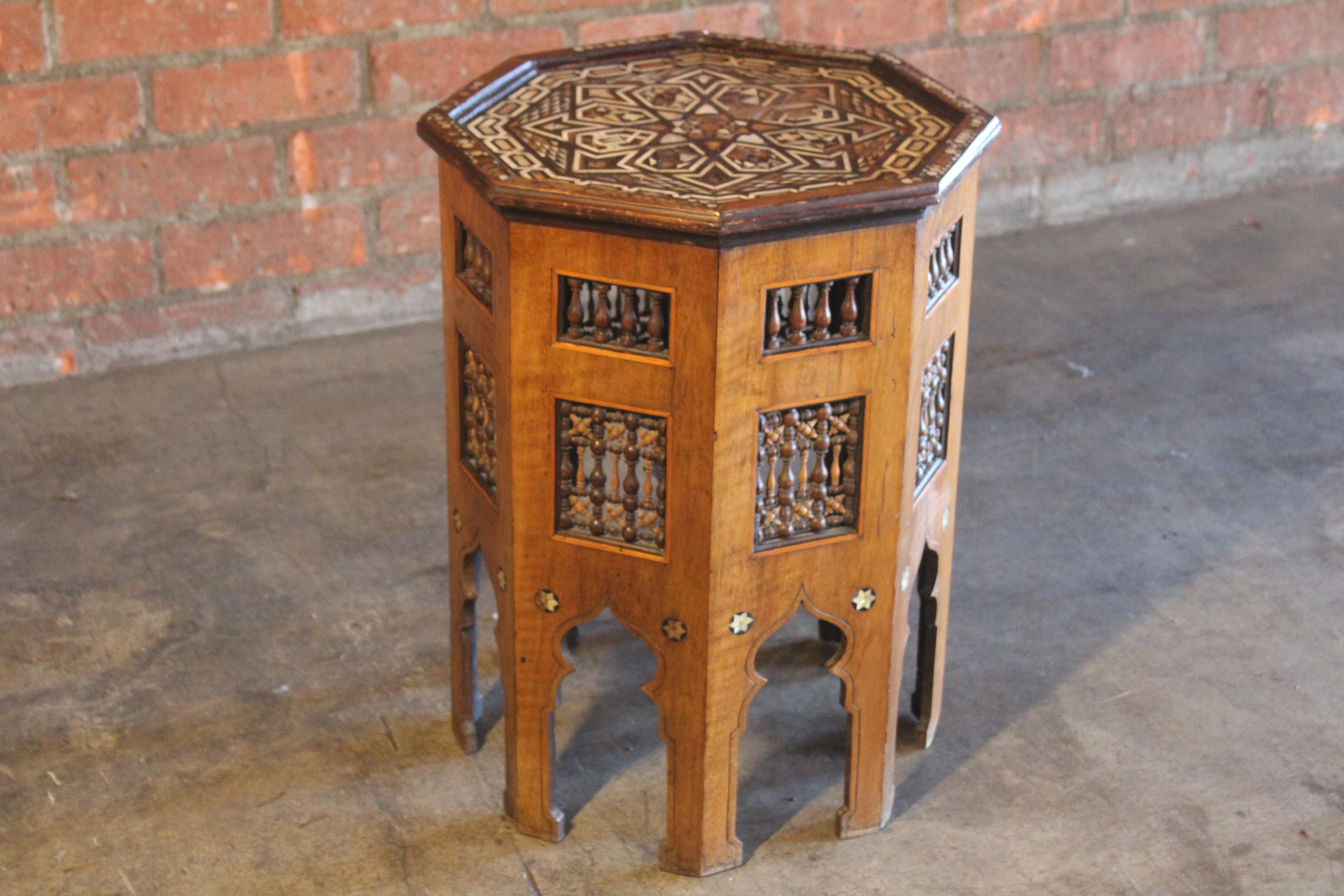 Moroccan Antique Inlaid Moorish Side Table For Sale