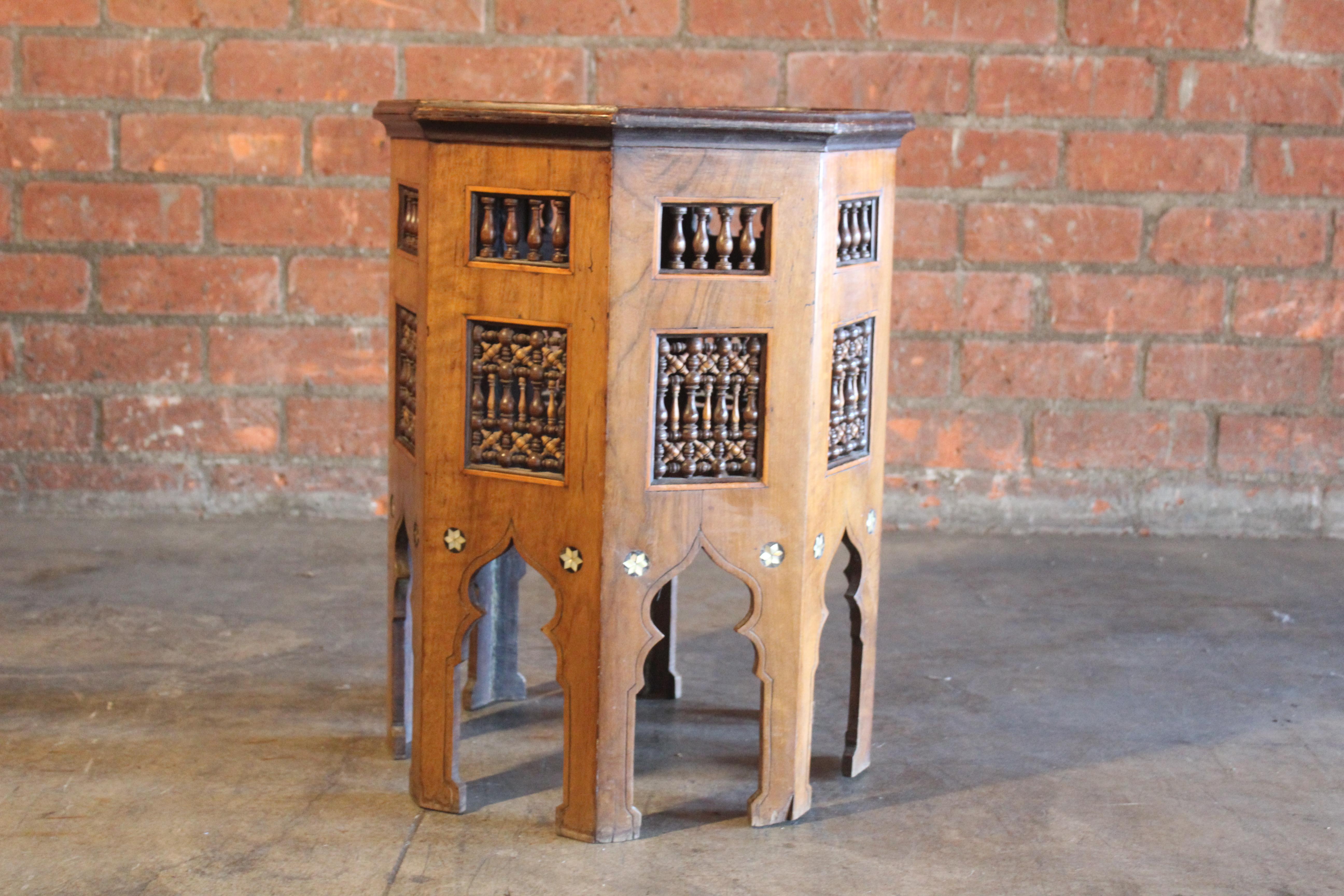 Antique Inlaid Moorish Side Table In Good Condition For Sale In Los Angeles, CA