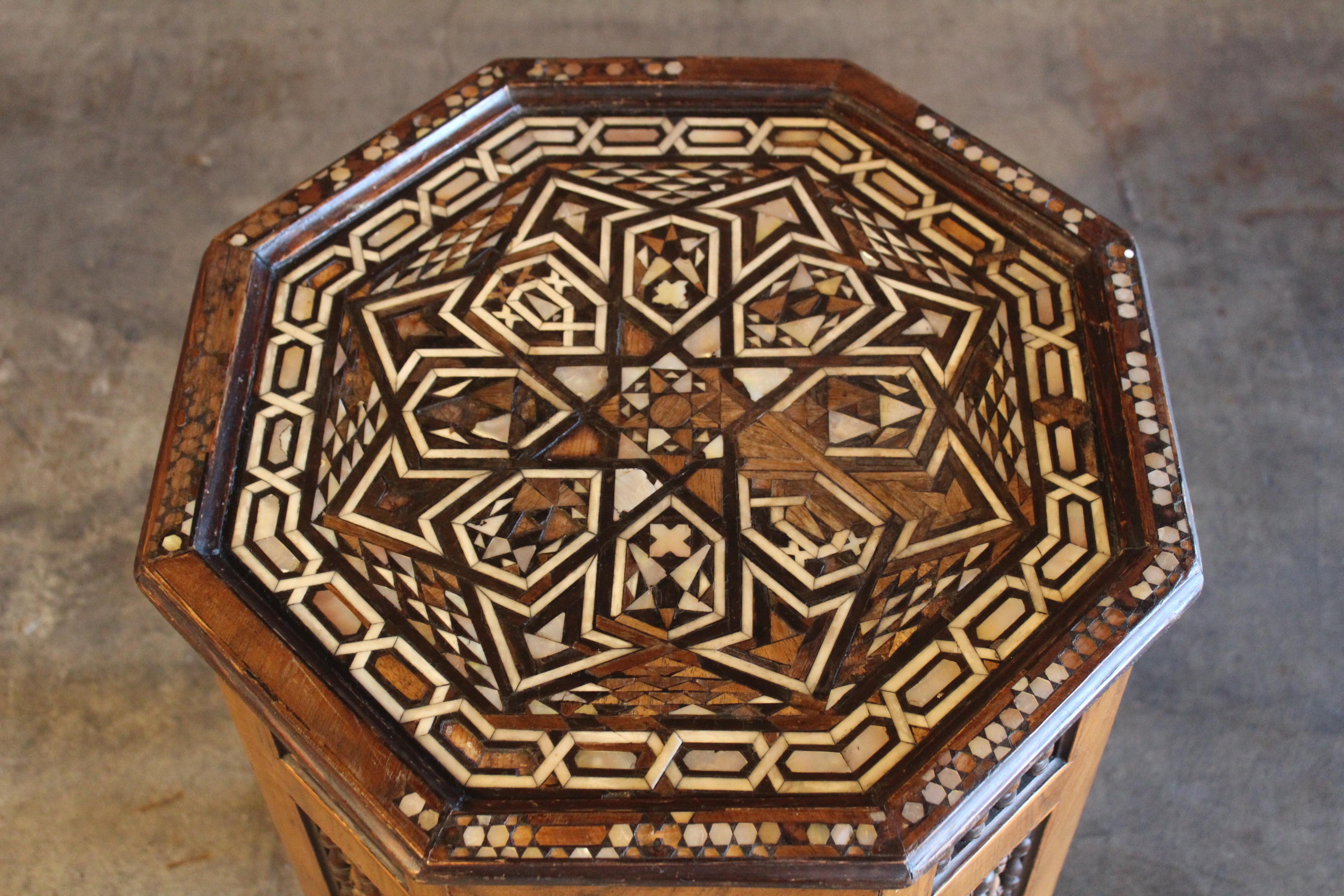 Early 20th Century Antique Inlaid Moorish Side Table For Sale