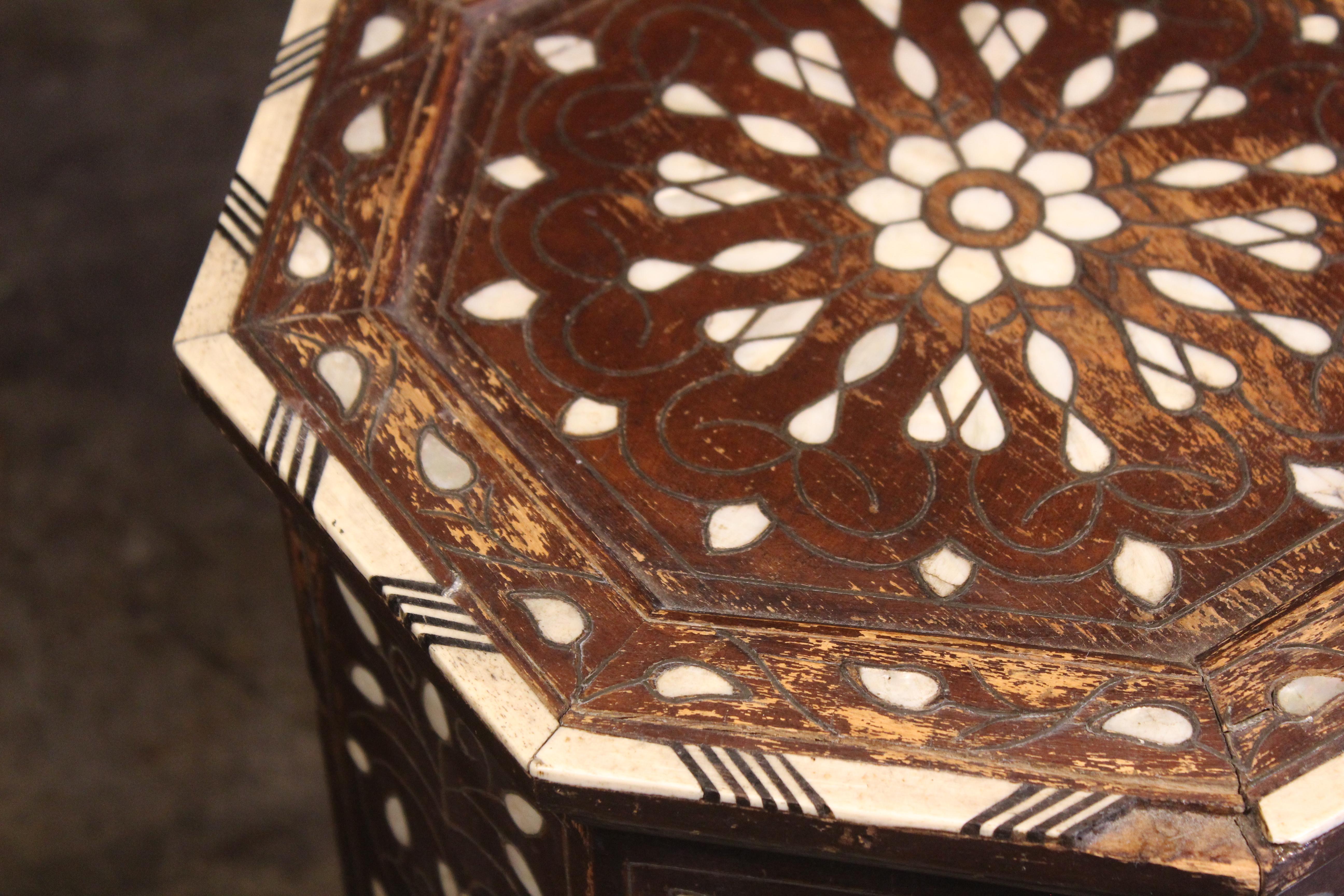 Antique Inlaid Moroccan Tabouret Side Table 1