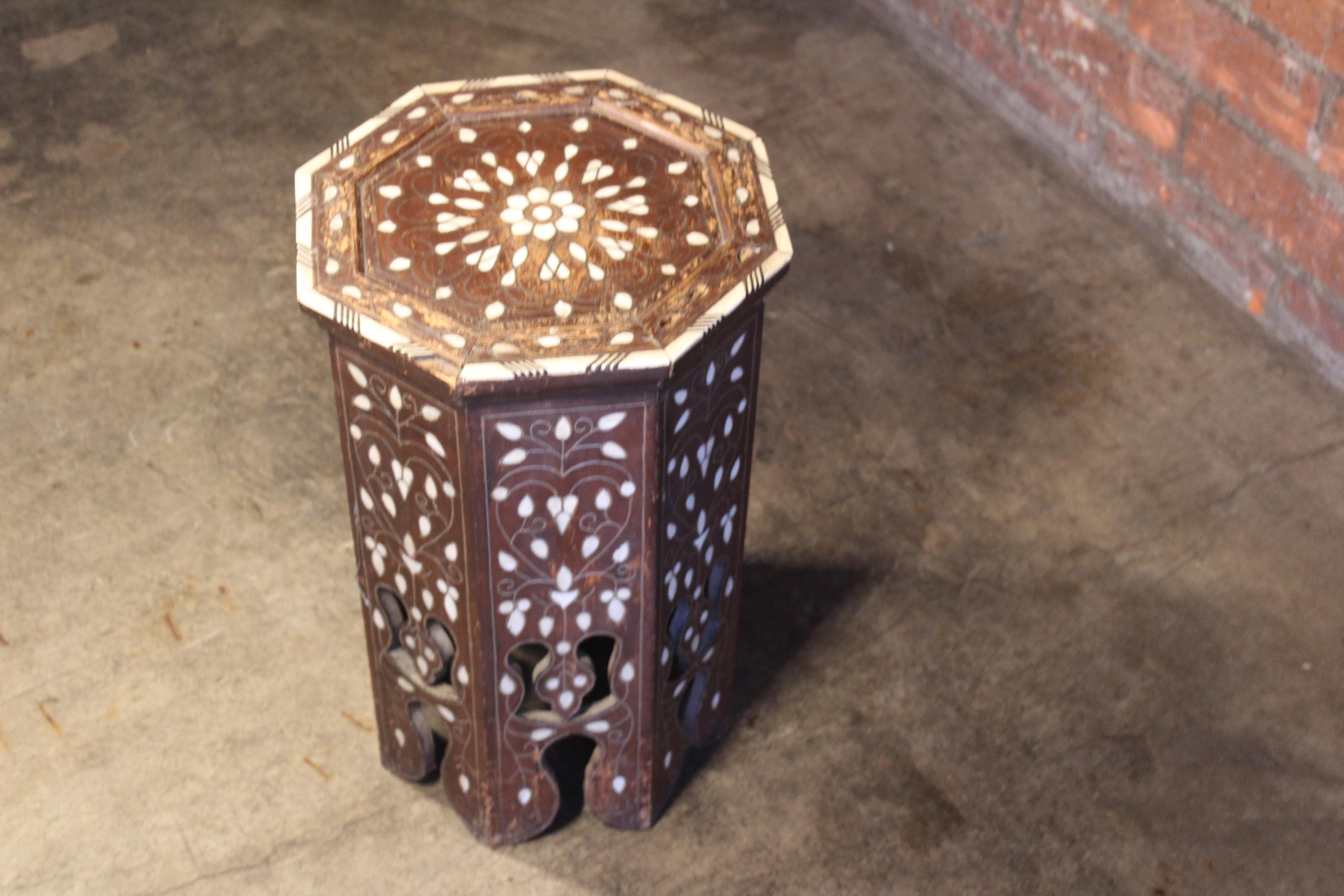 Antique Inlaid Moroccan Tabouret Side Table 5