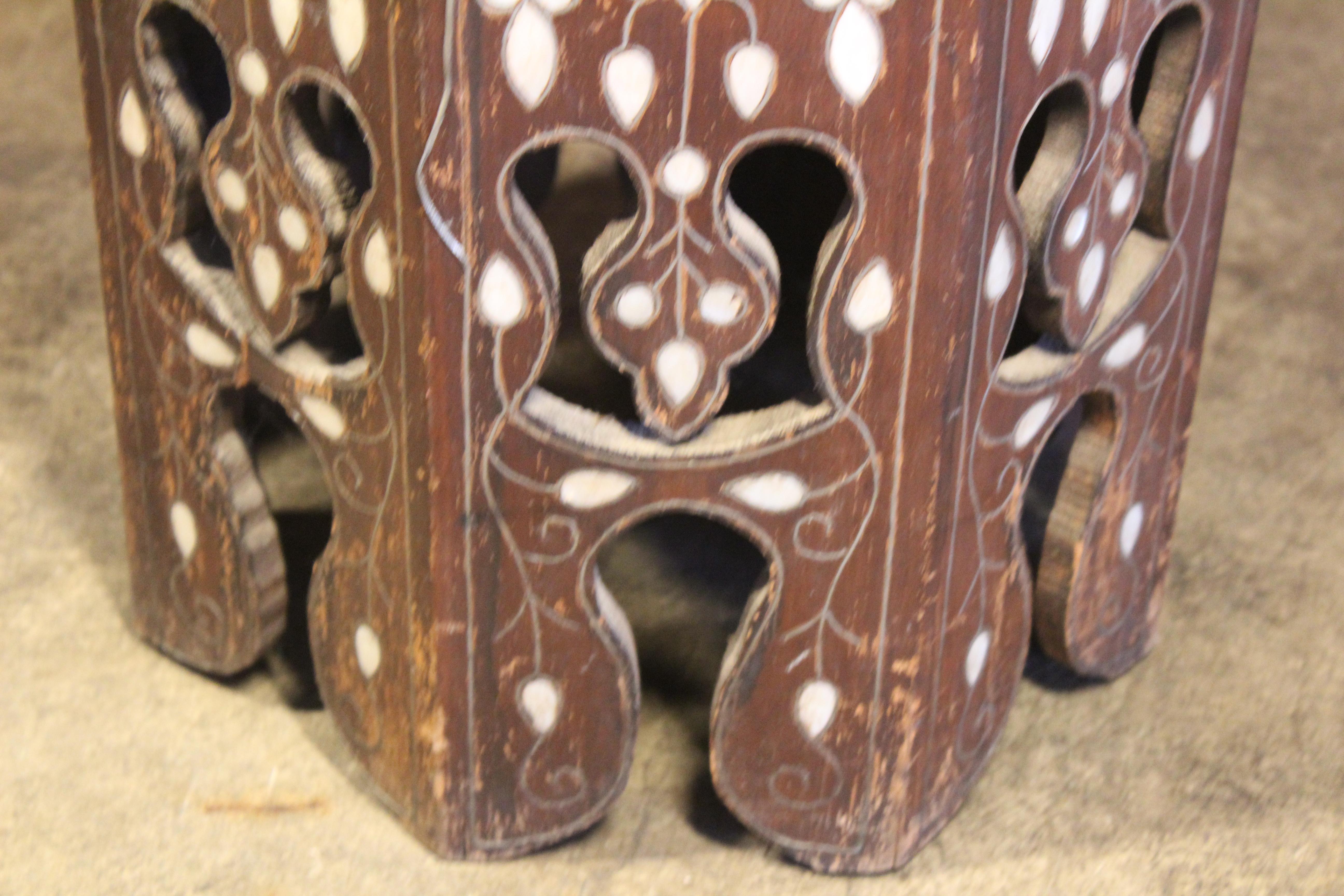 Antique Inlaid Moroccan Tabouret Side Table 7