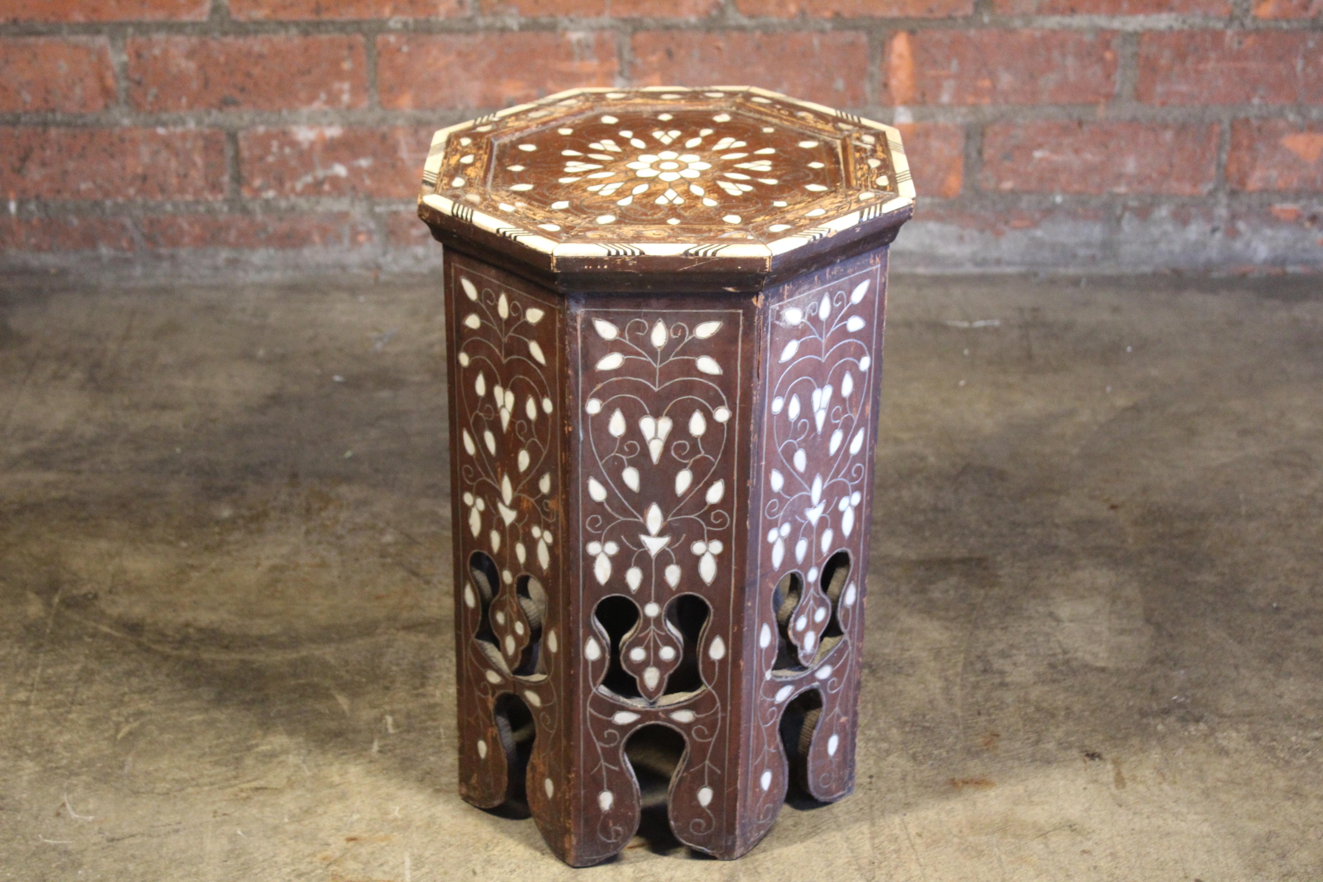 moroccan bone inlay side table